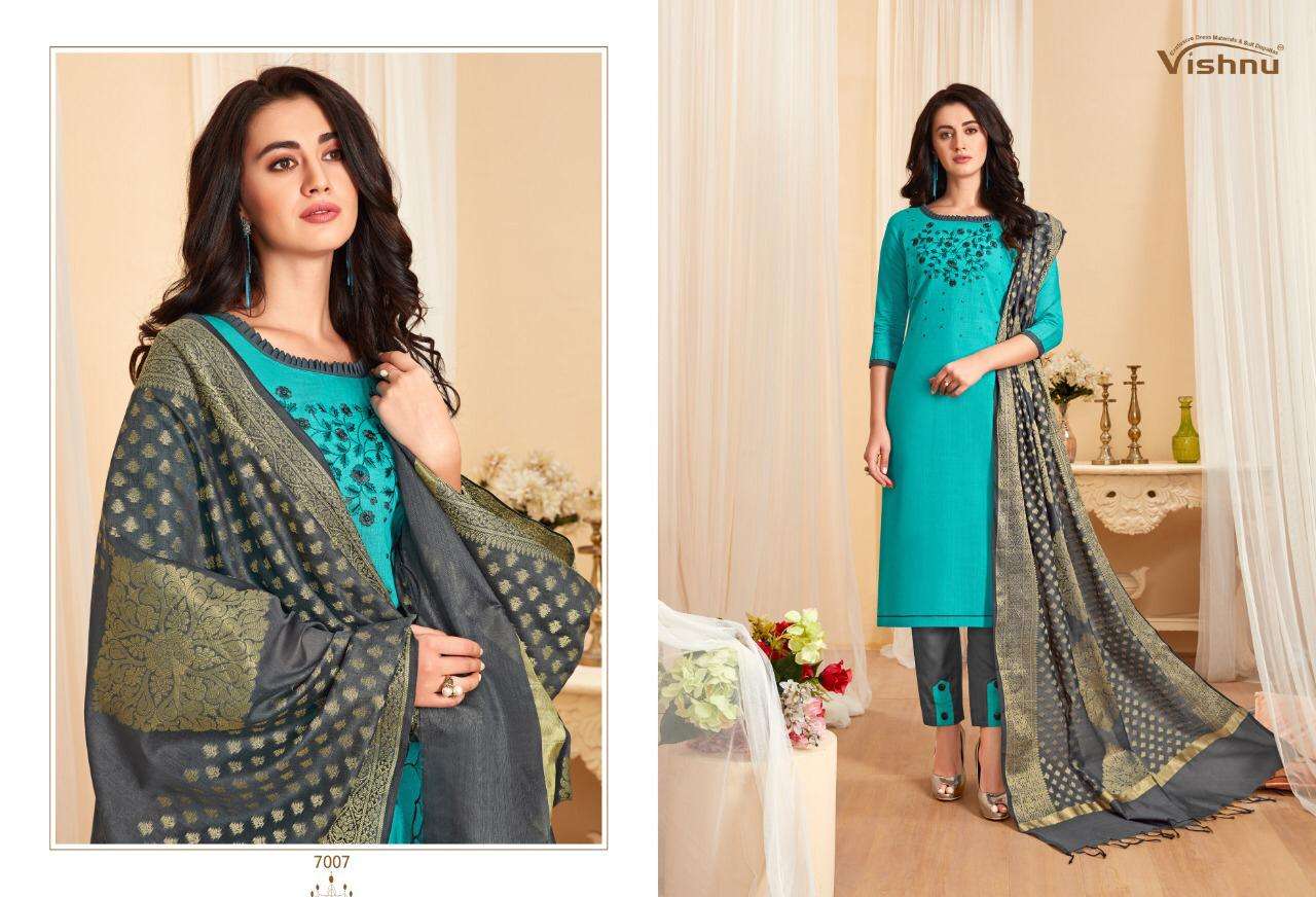 TREESHA VOL-7 BY VISHNU PRINTS 7001 TO 7012 SERIES BEAUTIFUL SUITS STYLISH FANCY COLORFUL PARTY WEAR & ETHNIC WEAR POLY COTTON PRINTED DRESSES AT WHOLESALE PRICE