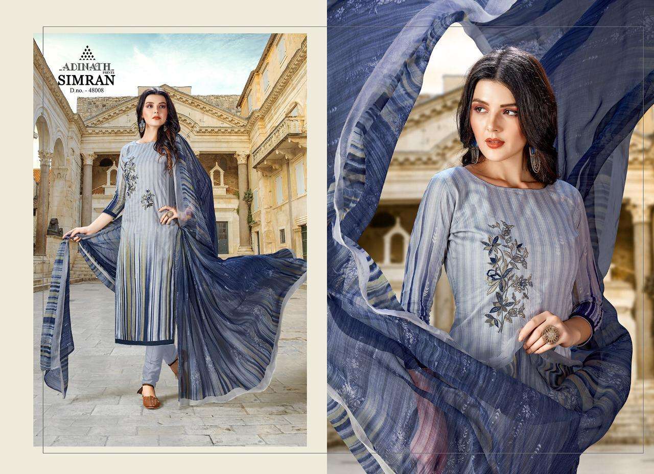 SIMRAN BY ADINATH PRINTS 48001 TO 48010 SERIES BEAUTIFUL SUITS STYLISH FANCY COLORFUL PARTY WEAR & ETHNIC WEAR PURE CAMBRIC COTTON PRINTED DRESSES AT WHOLESALE PRICE
