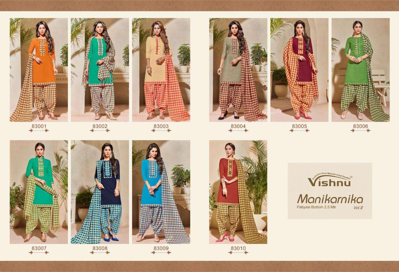 MANIKARNIKA VOL-2 BY VISHNU PRINTS 83001 TO 83010 SERIES BEAUTIFUL SUITS STYLISH FANCY COLORFUL PARTY WEAR & ETHNIC WEAR POLY COTTON PRINTED DRESSES AT WHOLESALE PRICE