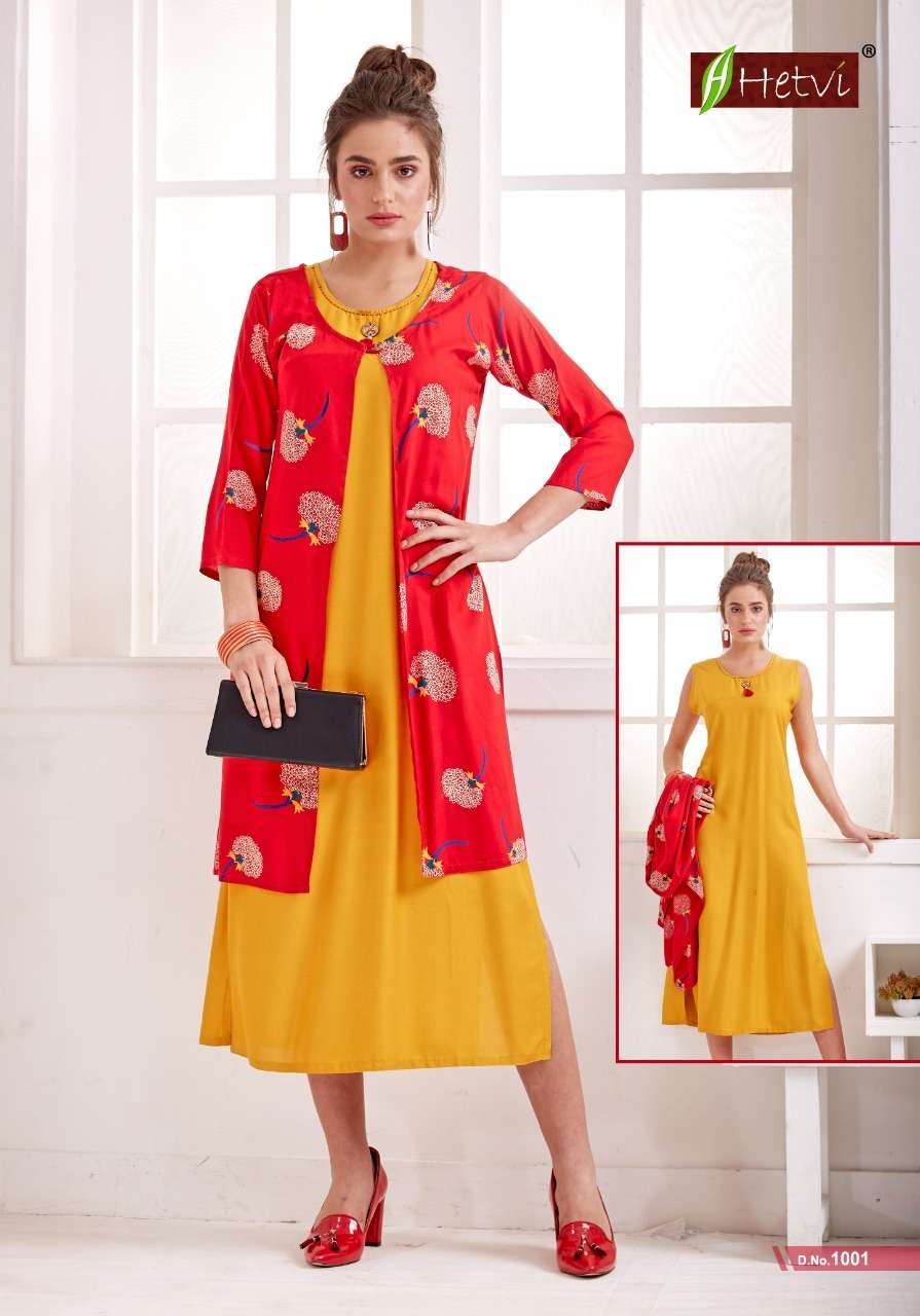 ETA BY HETVI 1001 TO 1008 SERIES BEAUTIFUL STYLISH FANCY COLORFUL CASUAL WEAR & ETHNIC WEAR & READY TO WEAR RAYON PRINTED KURTIS AT WHOLESALE PRICE