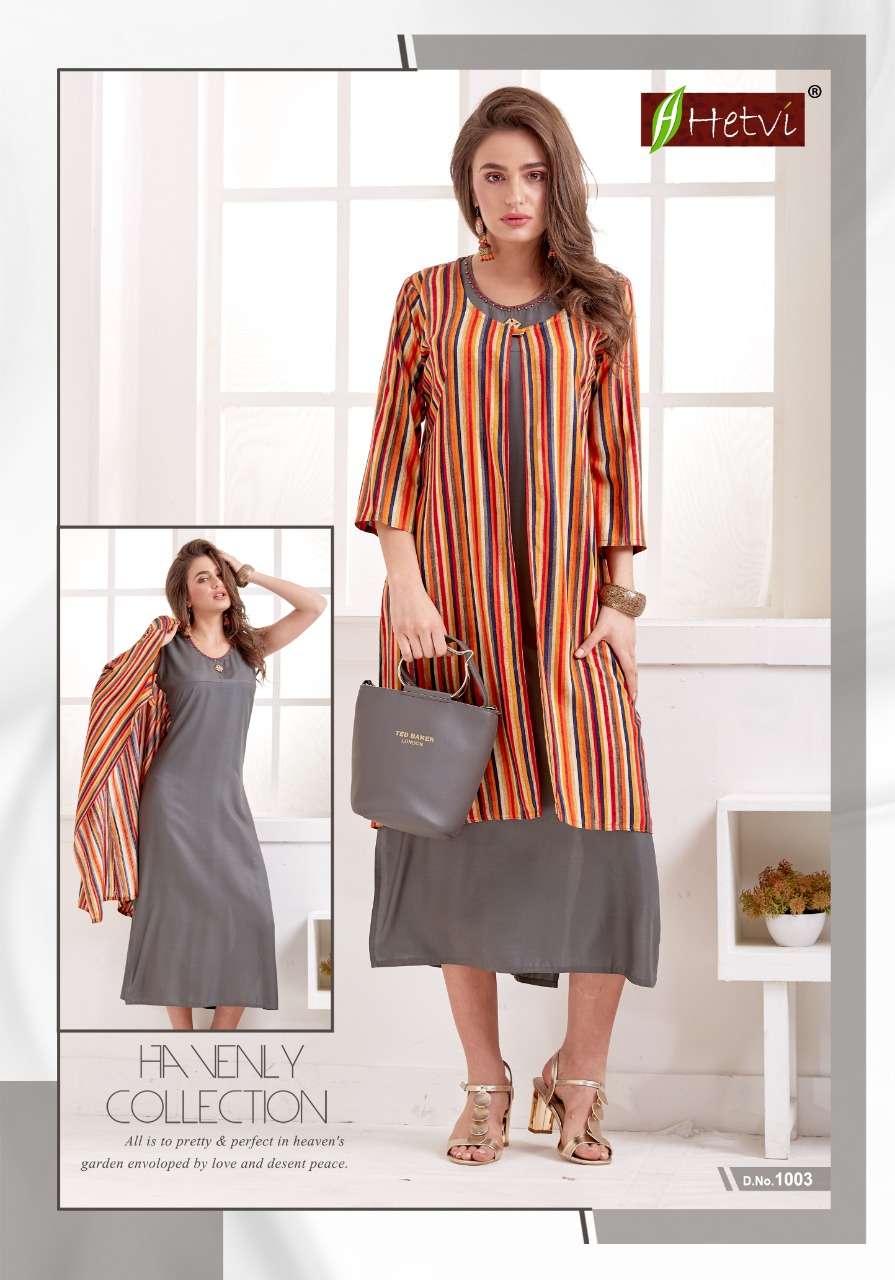 ETA BY HETVI 1001 TO 1008 SERIES BEAUTIFUL STYLISH FANCY COLORFUL CASUAL WEAR & ETHNIC WEAR & READY TO WEAR RAYON PRINTED KURTIS AT WHOLESALE PRICE