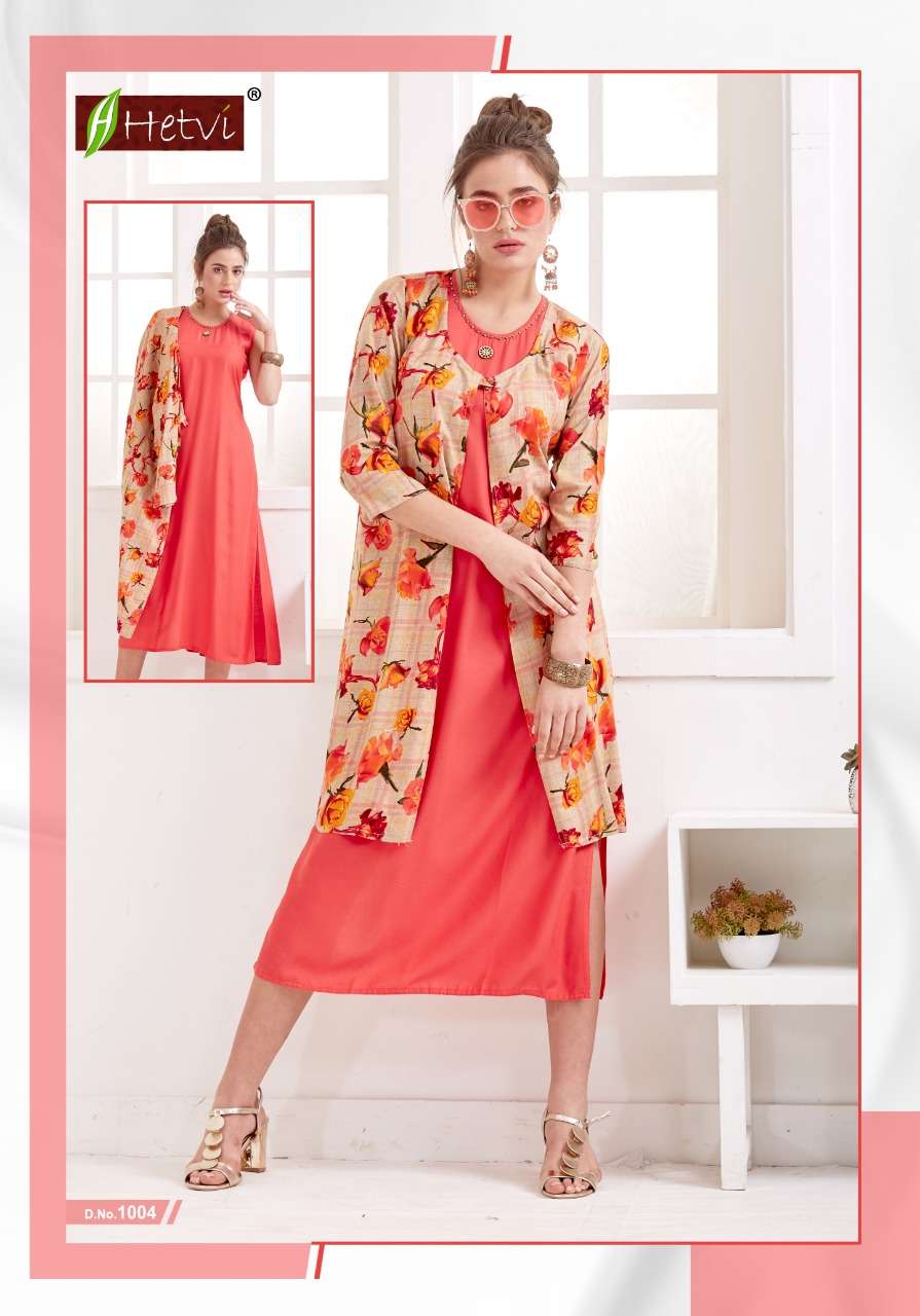 ETA BY HETVI 1001 TO 1008 SERIES BEAUTIFUL STYLISH FANCY COLORFUL CASUAL WEAR & ETHNIC WEAR & READY TO WEAR RAYON PRINTED KURTIS AT WHOLESALE PRICE
