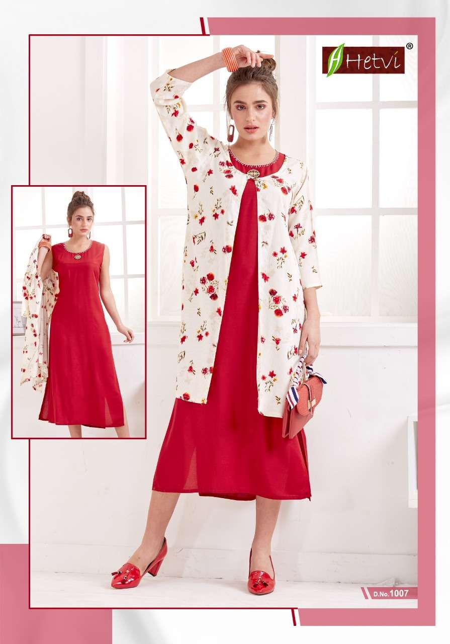 ETA BY HETVI 1001 TO 1008 SERIES BEAUTIFUL STYLISH FANCY COLORFUL CASUAL WEAR & ETHNIC WEAR & READY TO WEAR RAYON PRINTED KURTIS AT WHOLESALE PRICE