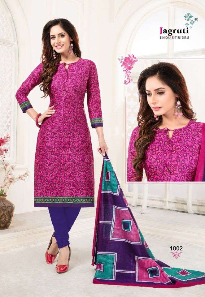 LADLI VOL-6 BY JAGRUTI 6001 TO 6010 SERIES BEAUTIFUL SUITS STYLISH FANCY COLORFUL PARTY WEAR & ETHNIC WEAR COTTON PRINTED DRESSES AT WHOLESALE PRICE