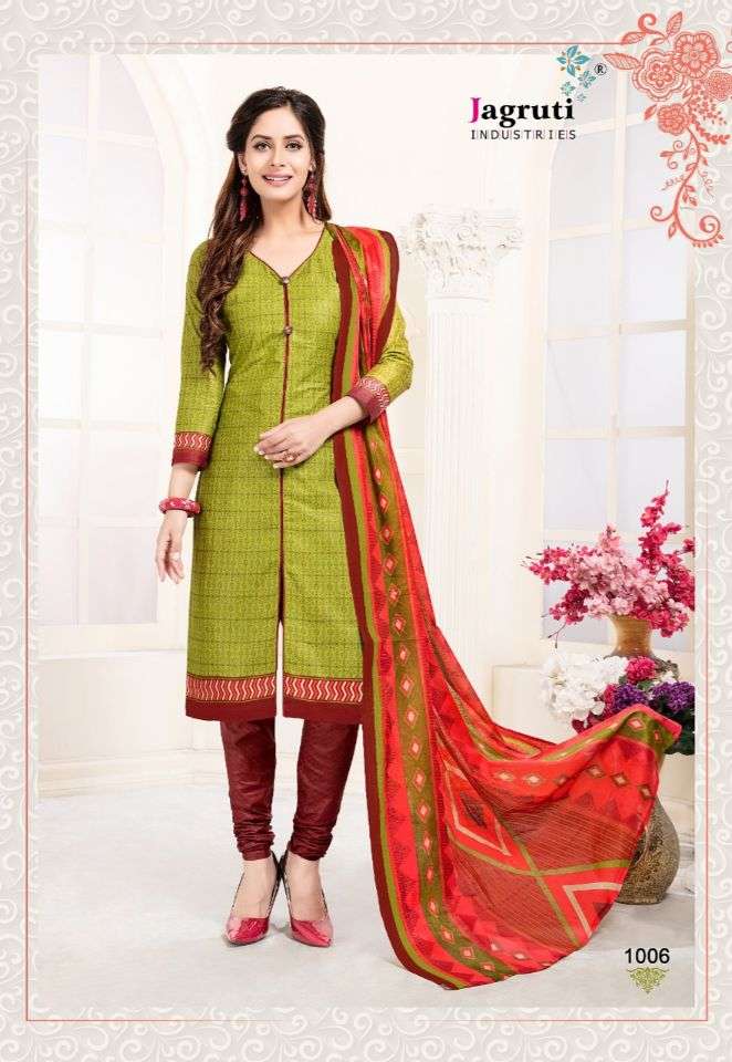 LADLI VOL-6 BY JAGRUTI 6001 TO 6010 SERIES BEAUTIFUL SUITS STYLISH FANCY COLORFUL PARTY WEAR & ETHNIC WEAR COTTON PRINTED DRESSES AT WHOLESALE PRICE