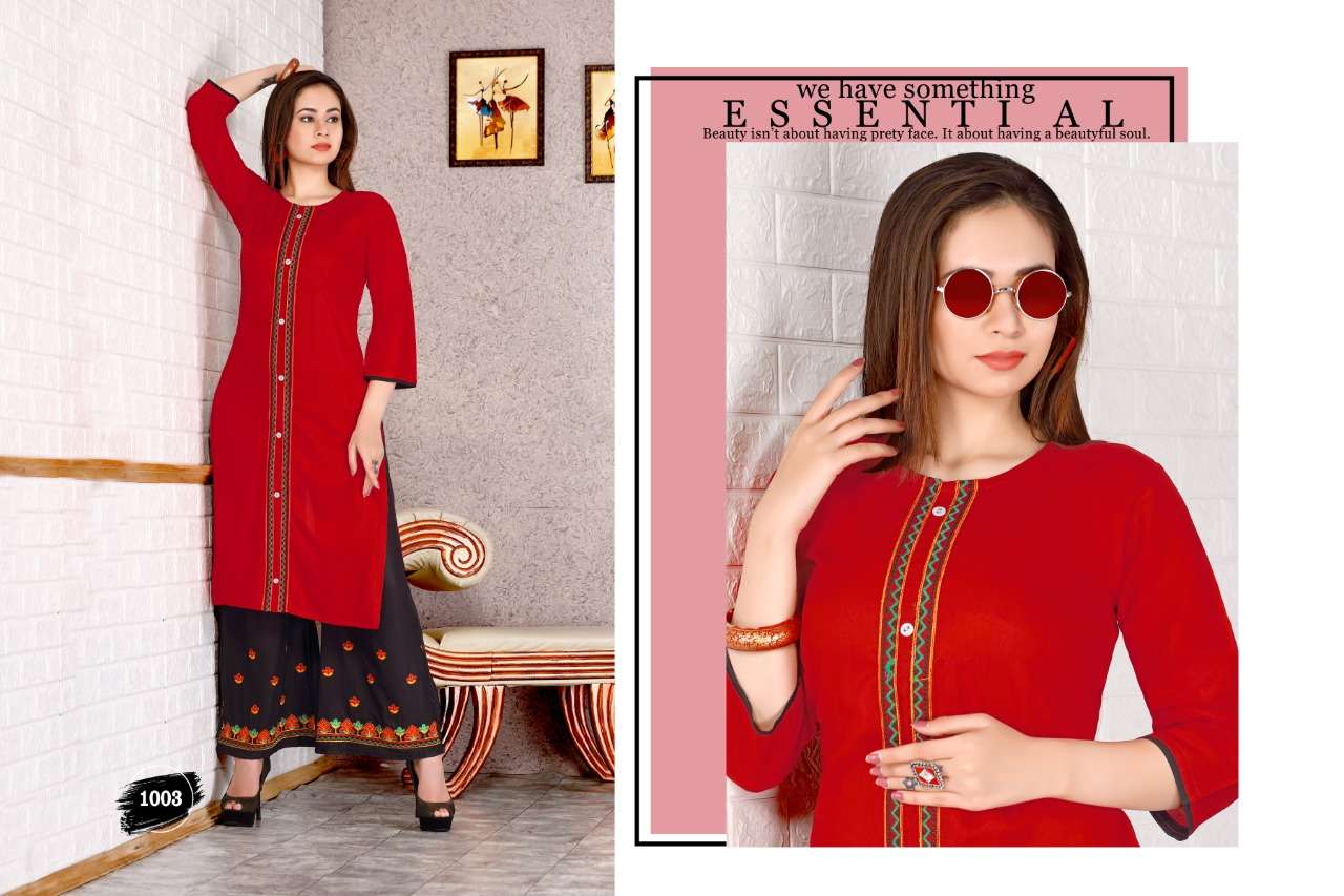 PLAZO ZONE-9 BY FASHION TALK 1001 TO 1006 SERIES STYLISH FANCY BEAUTIFUL COLORFUL CASUAL WEAR & ETHNIC WEAR 14 KG HEAVY RAYON KURTIS AT WHOLESALE PRICE