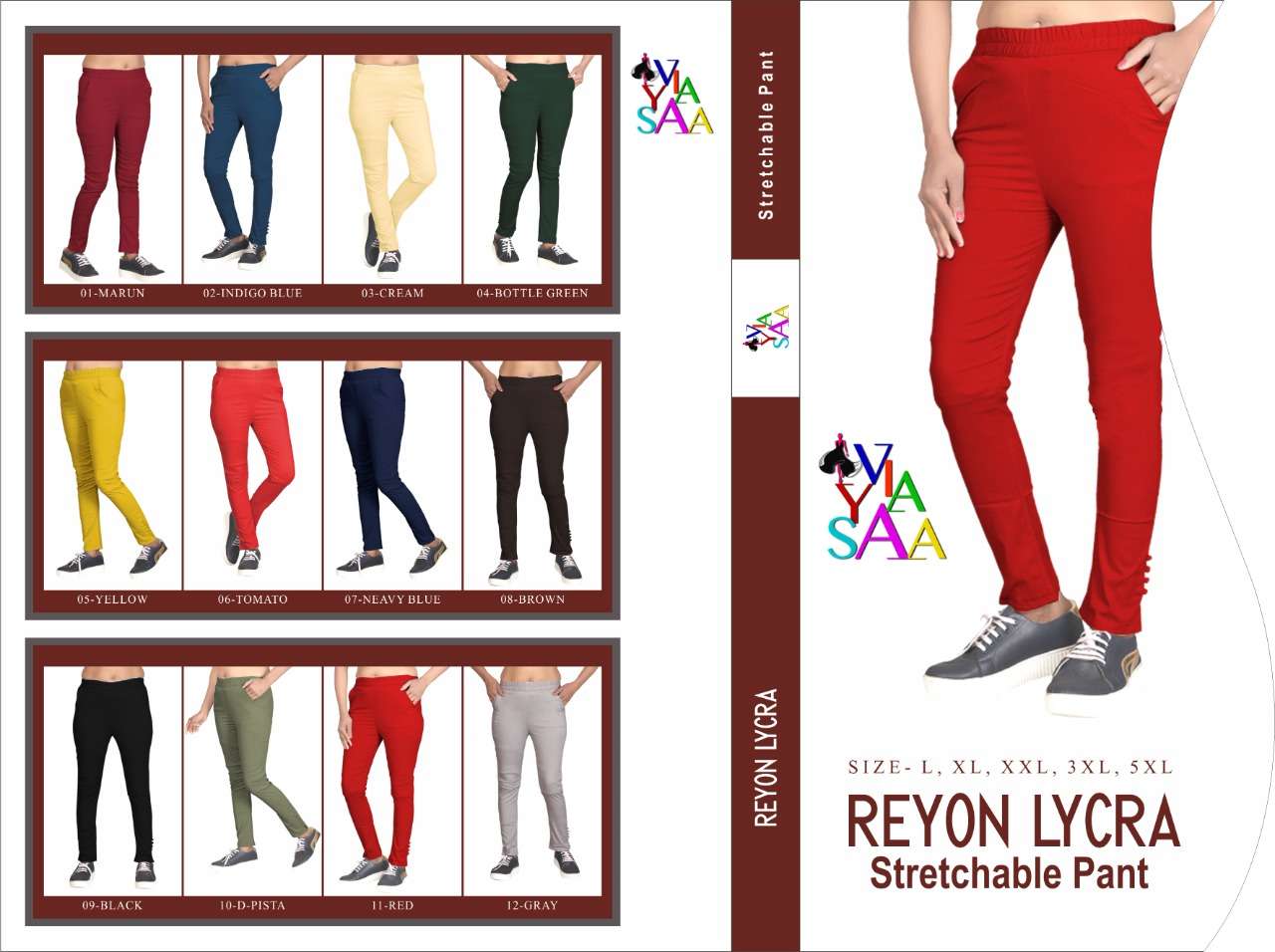 REYON BY LYCRA 01 TO 12 SERIES BEAUTIFUL STYLISH FANCY COLORFUL PARTY WEAR & ETHNIC WEAR REYON LYCRA PANTS AT WHOLESALE PRICE