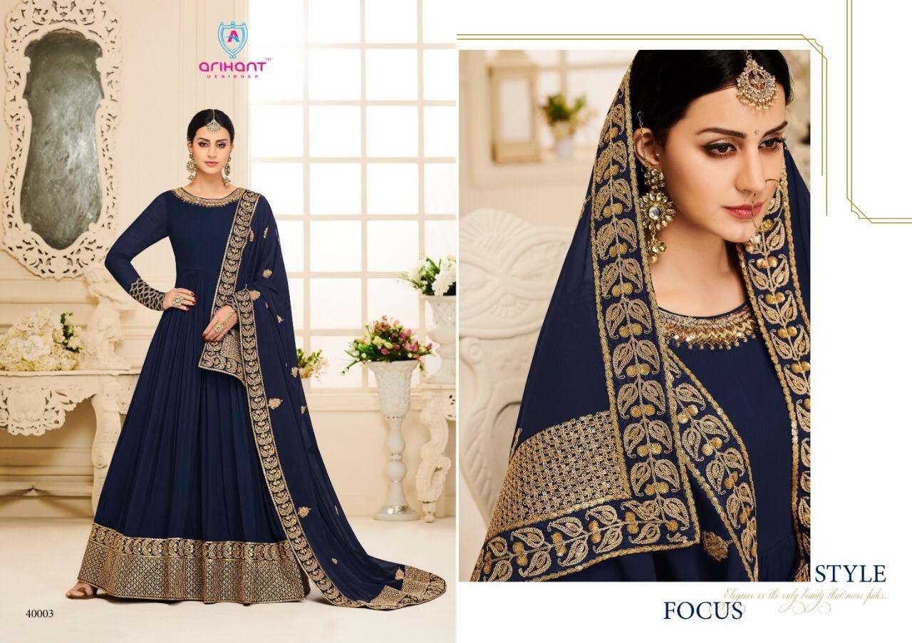 Ayana By Arihant Designer 40001 To 40004 Series Designer Anarkali Suits Wedding Collection Beautiful Fancy Colorful Party Wear & Occasional Wear Mulberry Silk With Fusing / Apple Georgette Embroidery Dresses At Wholesale Price