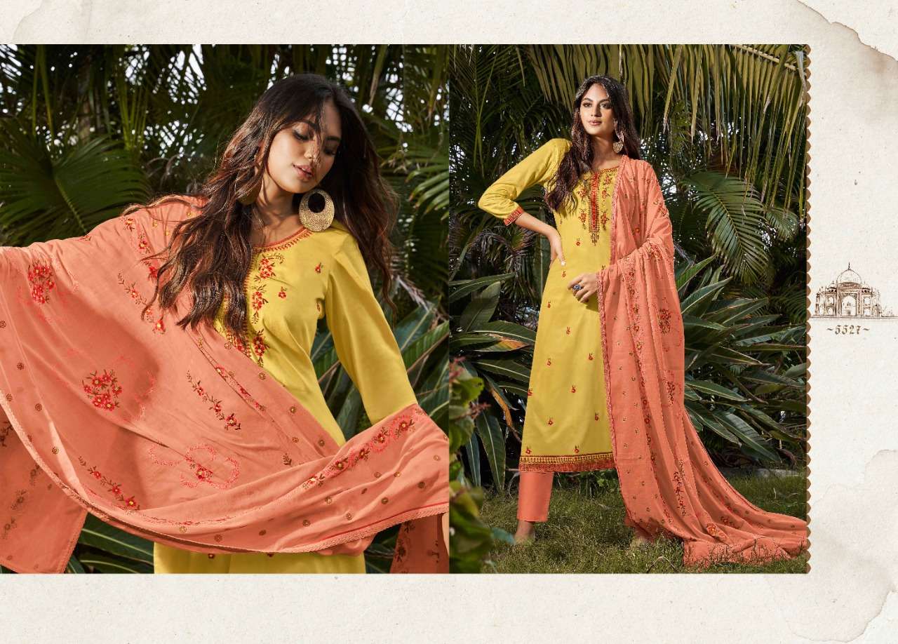 TAJ VOL-2 BY KESSI FABRICS 5521 TO 5528 SERIES BEAUTIFUL SUITS STYLISH FANCY COLORFUL PARTY WEAR & OCCASIONAL WEAR JAM SILK WITH EMBROIDERY DRESSES AT WHOLESALE PRICE