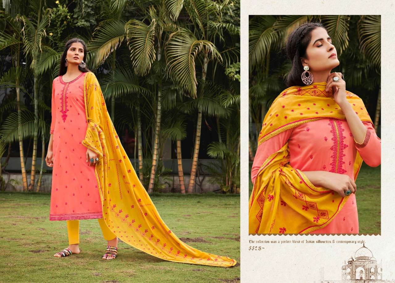 TAJ VOL-2 BY KESSI FABRICS 5521 TO 5528 SERIES BEAUTIFUL SUITS STYLISH FANCY COLORFUL PARTY WEAR & OCCASIONAL WEAR JAM SILK WITH EMBROIDERY DRESSES AT WHOLESALE PRICE