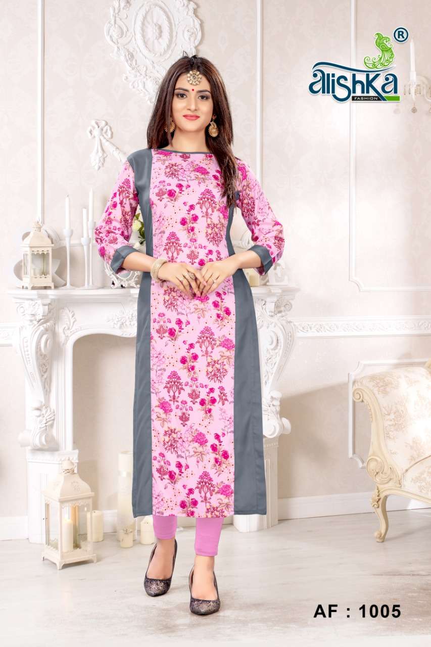 HAPPY BY ALISHKA FASHION 1005 TO 1007 SERIES BEAUTIFUL COLORFUL STYLISH FANCY CASUAL WEAR & ETHNIC WEAR & READY TO WEAR RAYON PRINTED KURTIS AT WHOLESALE PRICE