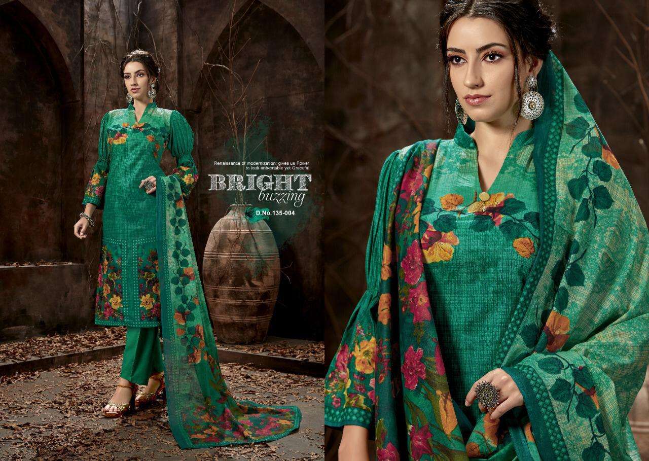 JHUMMAR BY KAY VEE 135-001 TO 135-010 SERIES DESIGNER SUITS BEAUTIFUL STYLISH FANCY COLORFUL PARTY WEAR & ETHNIC WEAR HEAVY CAMBRIC COTTON DIGITAL PRINTED DRESSES AT WHOLESALE PRICE