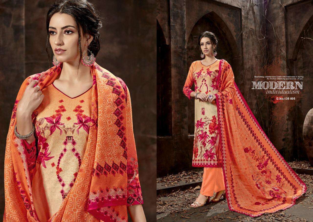 JHUMMAR BY KAY VEE 135-001 TO 135-010 SERIES DESIGNER SUITS BEAUTIFUL STYLISH FANCY COLORFUL PARTY WEAR & ETHNIC WEAR HEAVY CAMBRIC COTTON DIGITAL PRINTED DRESSES AT WHOLESALE PRICE
