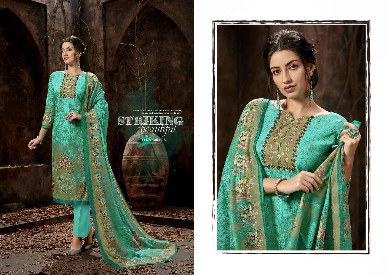 JHUMMAR BY KAY VEE 135-001 TO 135-010 SERIES DESIGNER SUITS BEAUTIFUL STYLISH FANCY COLORFUL PARTY WEAR & ETHNIC WEAR HEAVY CAMBRIC COTTON DIGITAL PRINTED DRESSES AT WHOLESALE PRICE