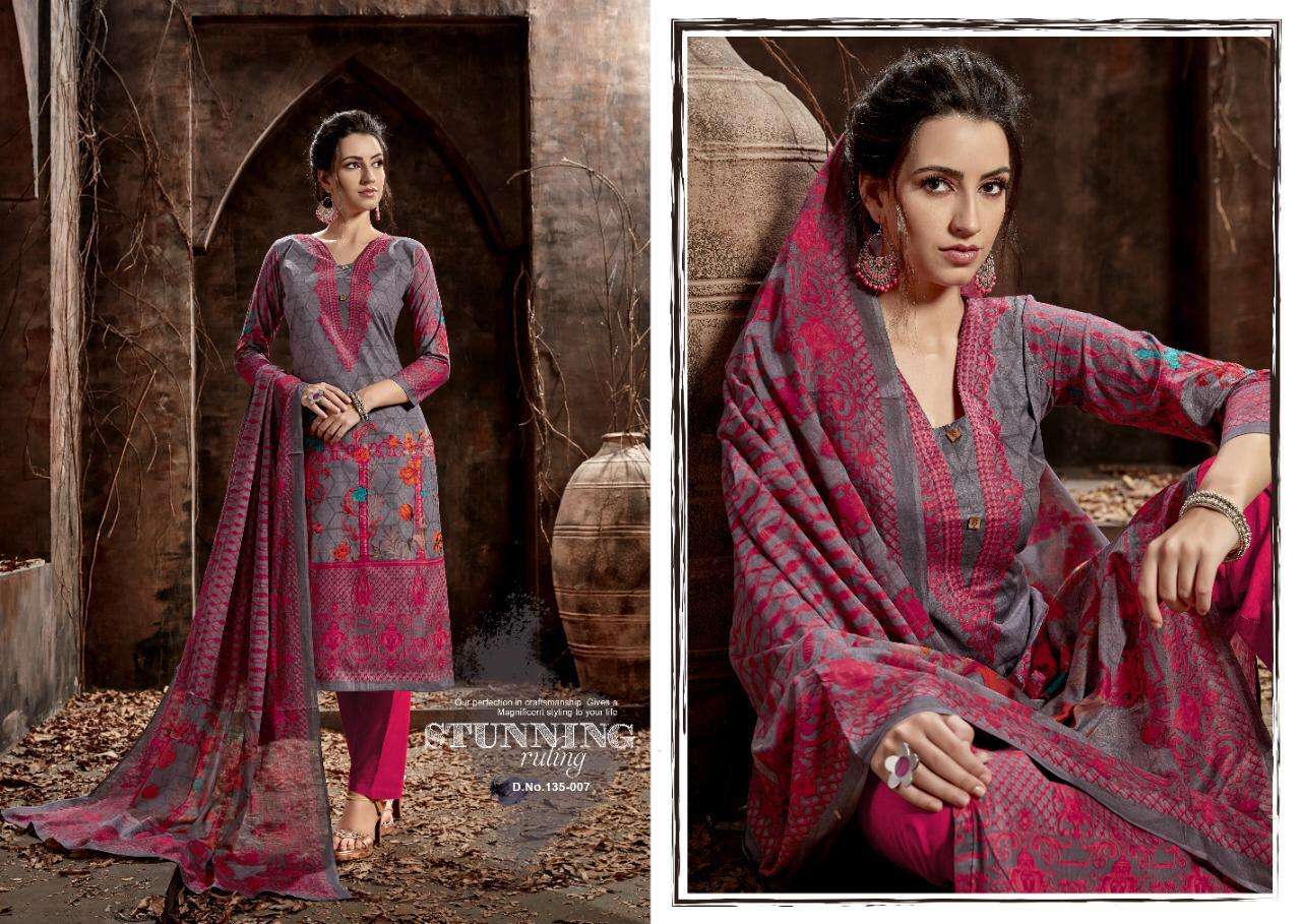 JHUMMAR BY KAY VEE 135-001 TO 135-010 SERIES DESIGNER SUITS BEAUTIFUL STYLISH FANCY COLORFUL PARTY WEAR & ETHNIC WEAR HEAVY CAMBRIC COTTON DIGITAL PRINTED DRESSES AT WHOLESALE PRICE