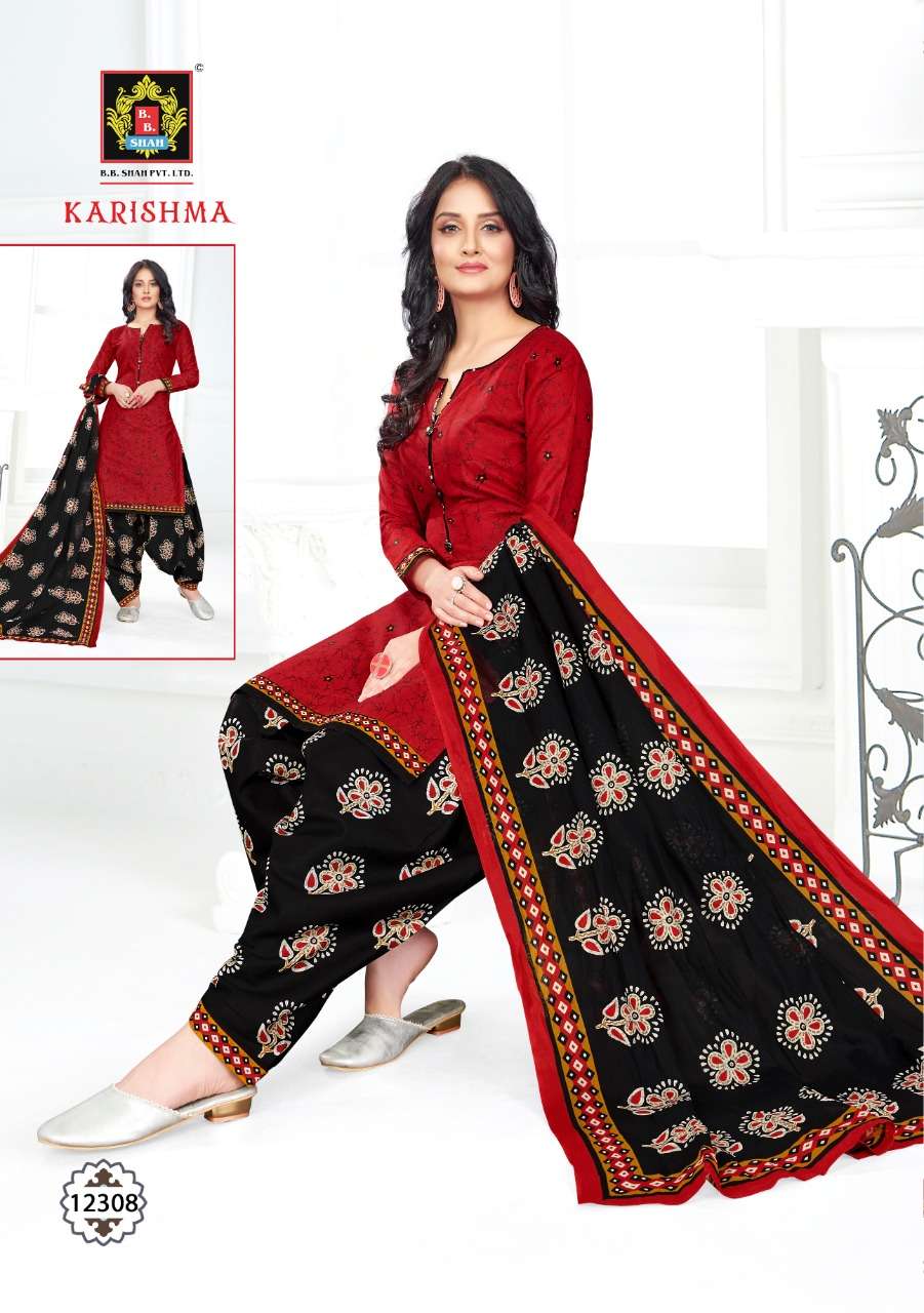 KARISHMA VOL-4 BY B B SHAH 12301 TO 12312 SERIES DESIGNER SUITS BEAUTIFUL FANCY COLORFUL STYLISH PARTY WEAR & ETHNIC WEAR COTTON PRINTED DRESSES AT WHOLESALE PRICE