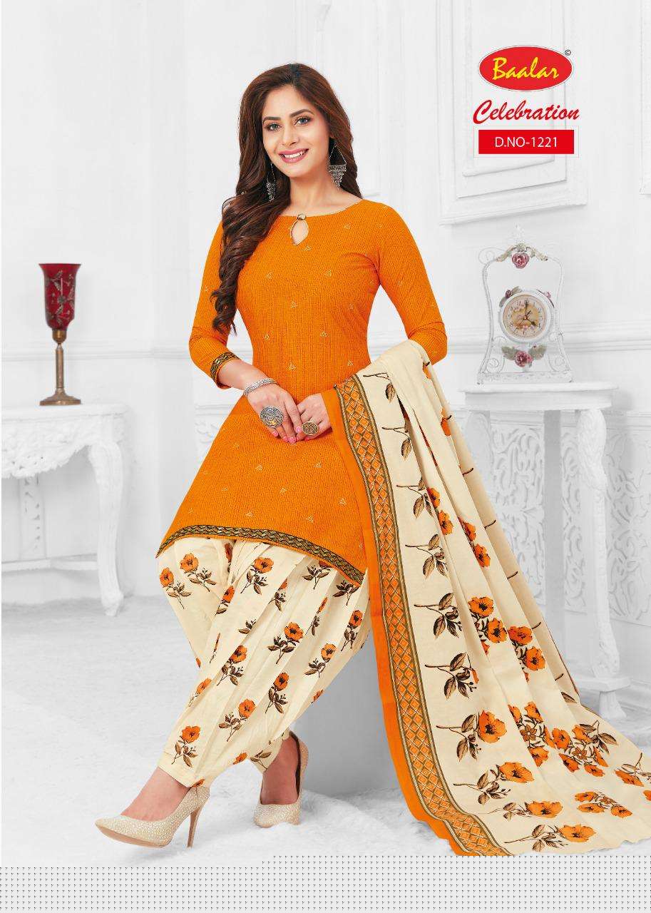CELEBRATION VOL-12 BY BAALAR 1215 TO 1232 SERIES DESIGNER PATIYALA SUITS BEAUTIFUL FANCY COLORFUL STYLISH PARTY WEAR & ETHNIC WEAR COTTON PRINTED DRESSES AT WHOLESALE PRICE