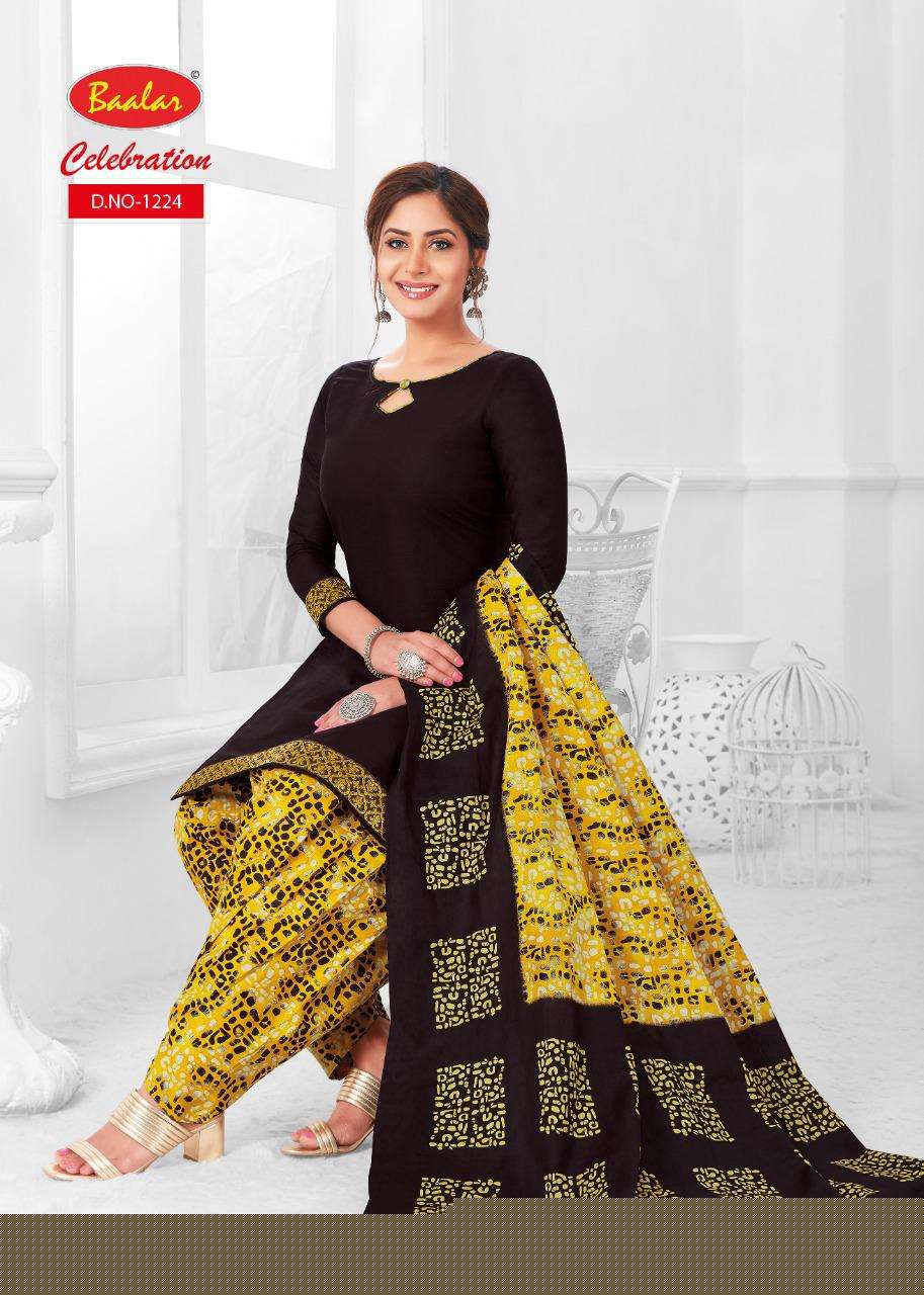 CELEBRATION VOL-12 BY BAALAR 1215 TO 1232 SERIES DESIGNER PATIYALA SUITS BEAUTIFUL FANCY COLORFUL STYLISH PARTY WEAR & ETHNIC WEAR COTTON PRINTED DRESSES AT WHOLESALE PRICE