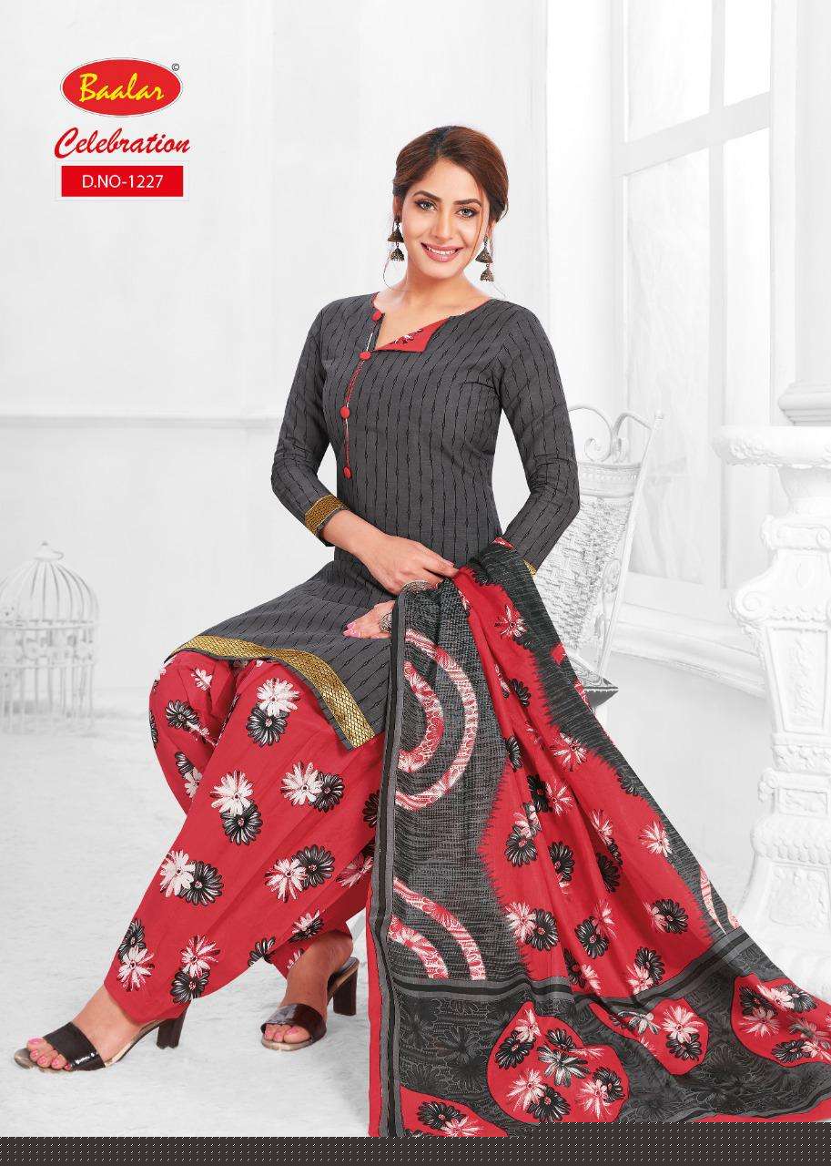 CELEBRATION VOL-12 BY BAALAR 1215 TO 1232 SERIES DESIGNER PATIYALA SUITS BEAUTIFUL FANCY COLORFUL STYLISH PARTY WEAR & ETHNIC WEAR COTTON PRINTED DRESSES AT WHOLESALE PRICE