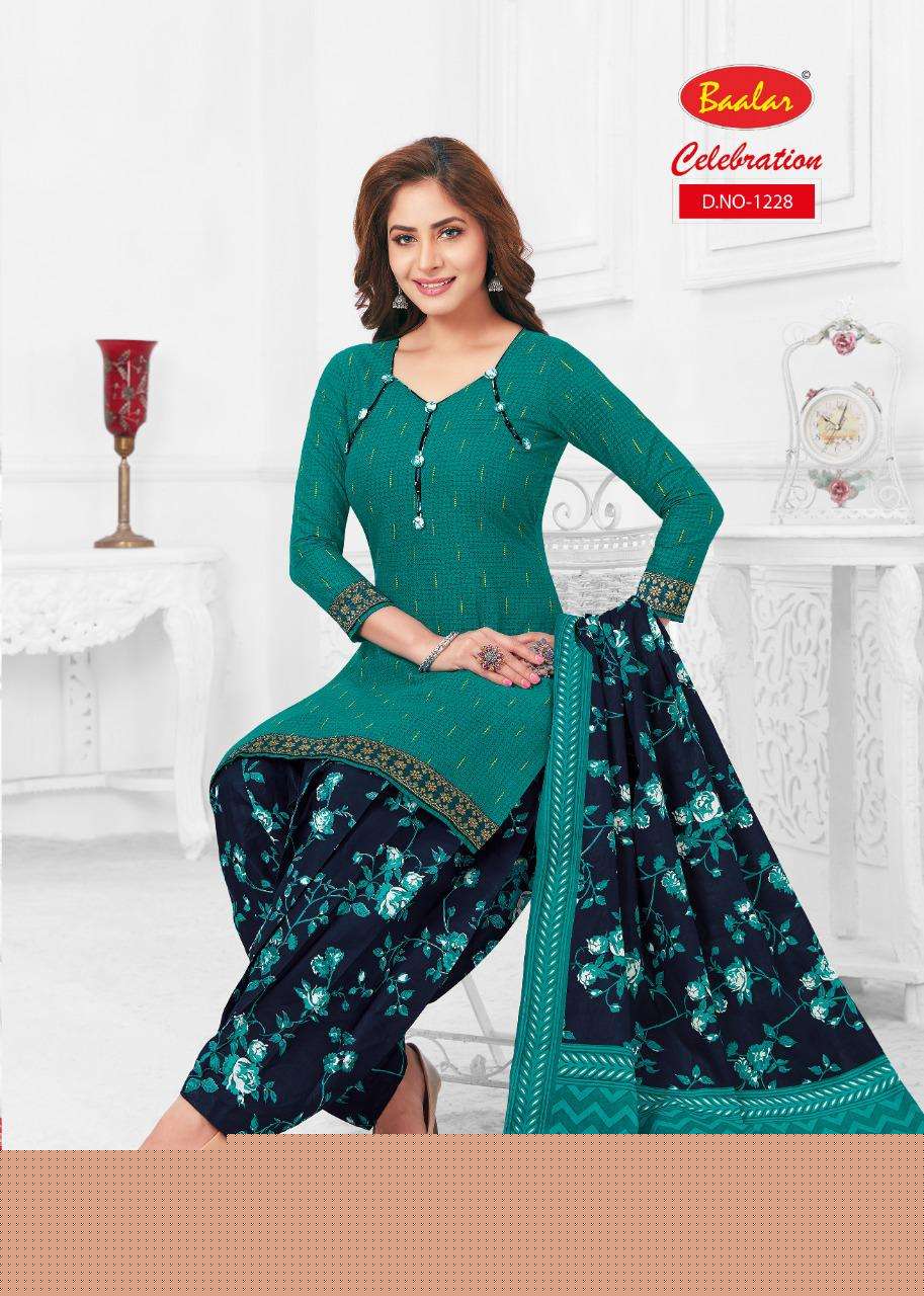 CELEBRATION VOL-12 BY BAALAR 1215 TO 1232 SERIES DESIGNER PATIYALA SUITS BEAUTIFUL FANCY COLORFUL STYLISH PARTY WEAR & ETHNIC WEAR COTTON PRINTED DRESSES AT WHOLESALE PRICE