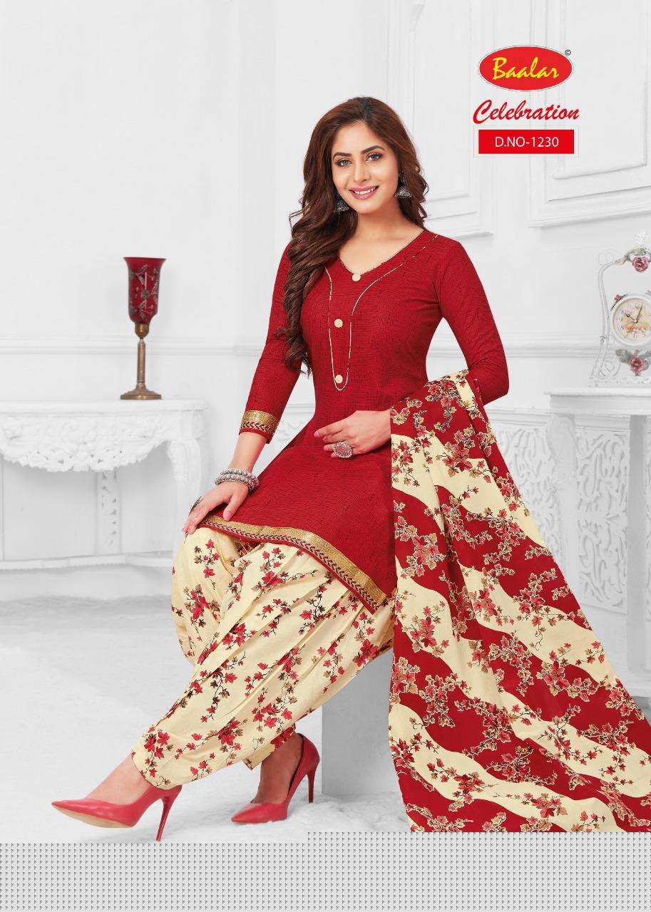 CELEBRATION VOL-12 BY BAALAR 1215 TO 1232 SERIES DESIGNER PATIYALA SUITS BEAUTIFUL FANCY COLORFUL STYLISH PARTY WEAR & ETHNIC WEAR COTTON PRINTED DRESSES AT WHOLESALE PRICE