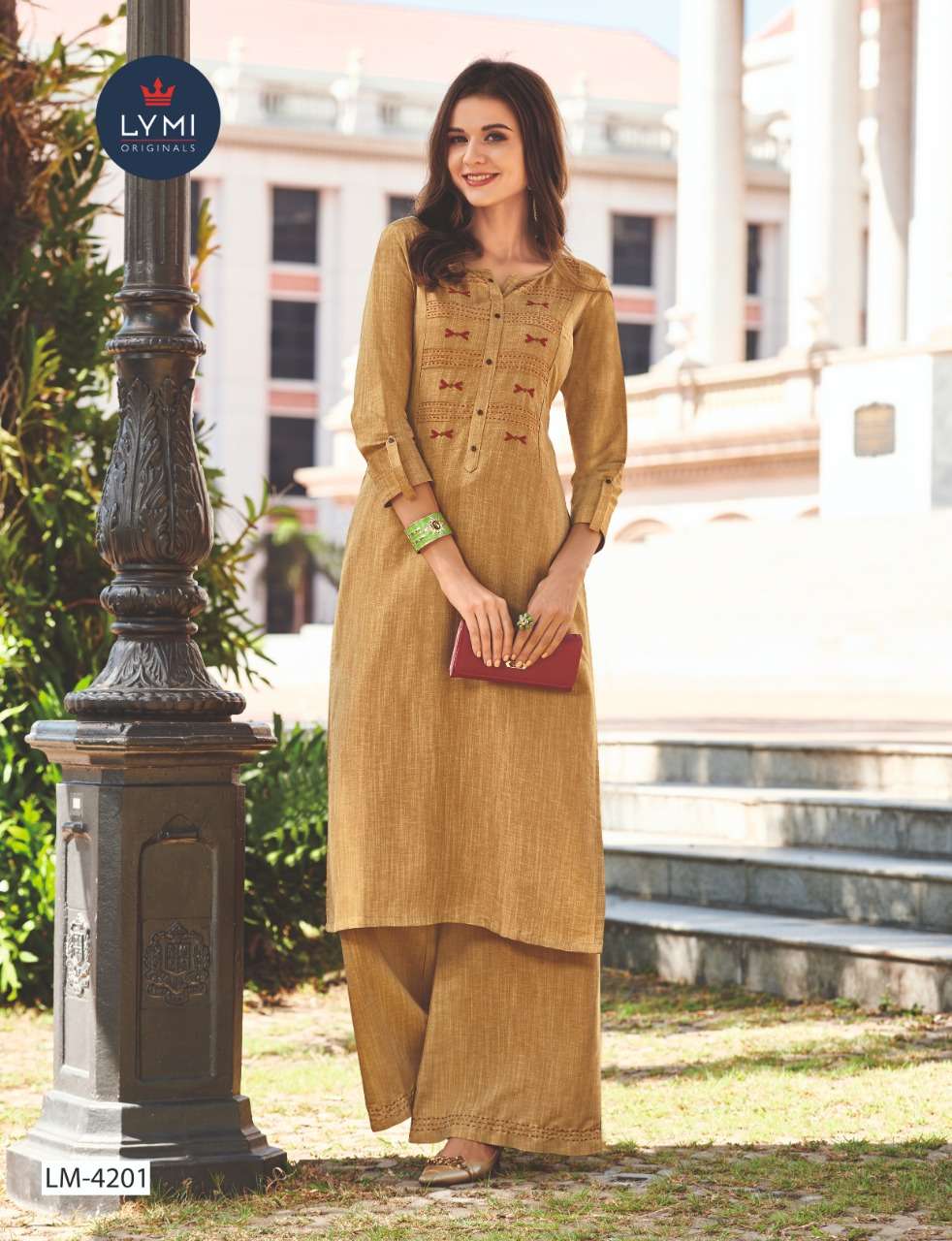 BOUNDARY BY LYMI 4201 TO 4207 SERIES BEAUTIFUL STYLISH COLORFUL FANCY PARTY WEAR & ETHNIC WEAR & READY TO WEAR LICHI RAYON WITH EMBROIDERY KURTIS WITH BOTTOM AT WHOLESALE PRICE