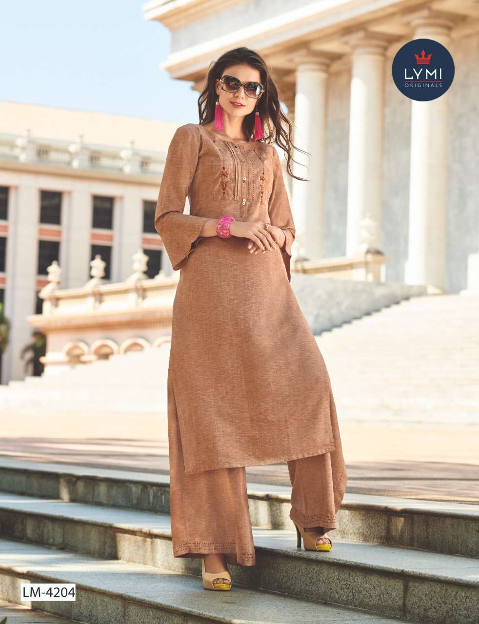BOUNDARY BY LYMI 4201 TO 4207 SERIES BEAUTIFUL STYLISH COLORFUL FANCY PARTY WEAR & ETHNIC WEAR & READY TO WEAR LICHI RAYON WITH EMBROIDERY KURTIS WITH BOTTOM AT WHOLESALE PRICE