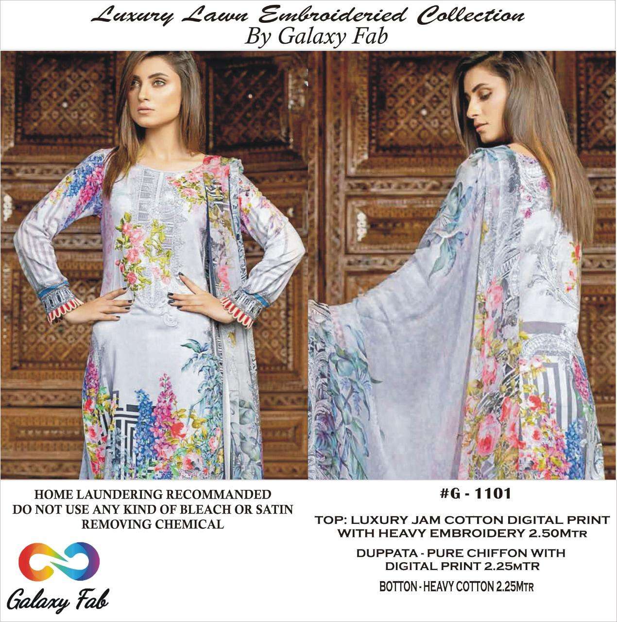 SANA SAFINAZ VOL-1 BY GALAXY FAB 1101 TO 1104 SERIES DESIGNER PAKISTANI SUITS BEAUTIFUL FANCY COLORFUL STYLISH PARTY WEAR & ETHNIC WEAR PURE JAM COTTON EMBROIDERED DRESSES AT WHOLESALE PRICE