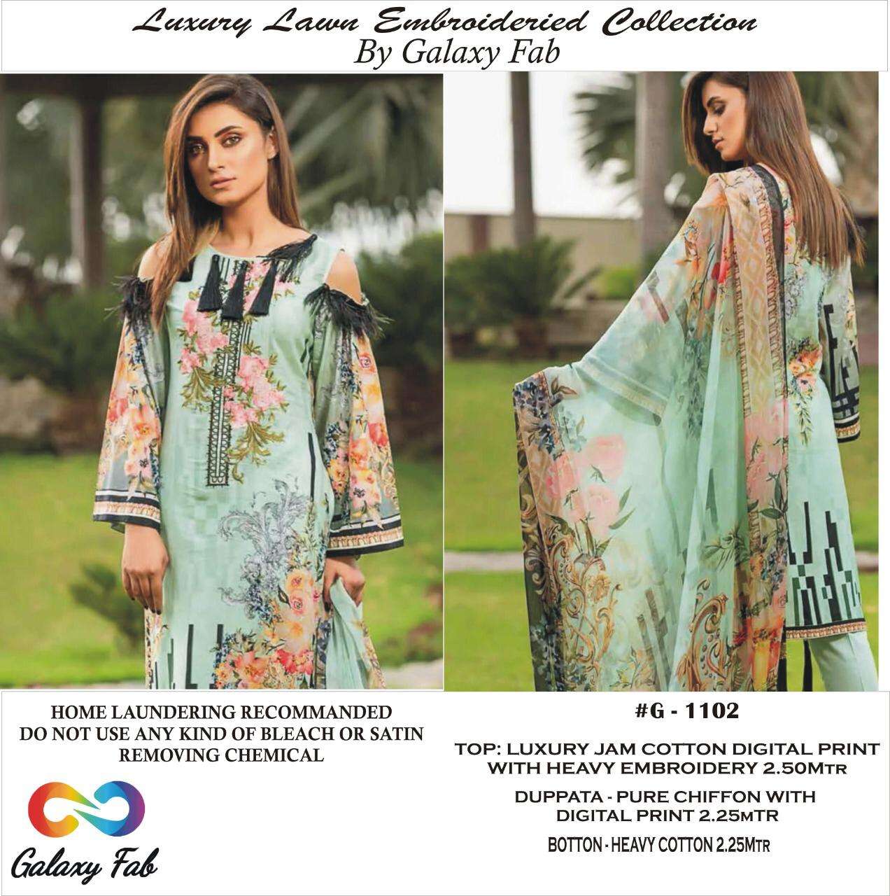 SANA SAFINAZ VOL-1 BY GALAXY FAB 1101 TO 1104 SERIES DESIGNER PAKISTANI SUITS BEAUTIFUL FANCY COLORFUL STYLISH PARTY WEAR & ETHNIC WEAR PURE JAM COTTON EMBROIDERED DRESSES AT WHOLESALE PRICE