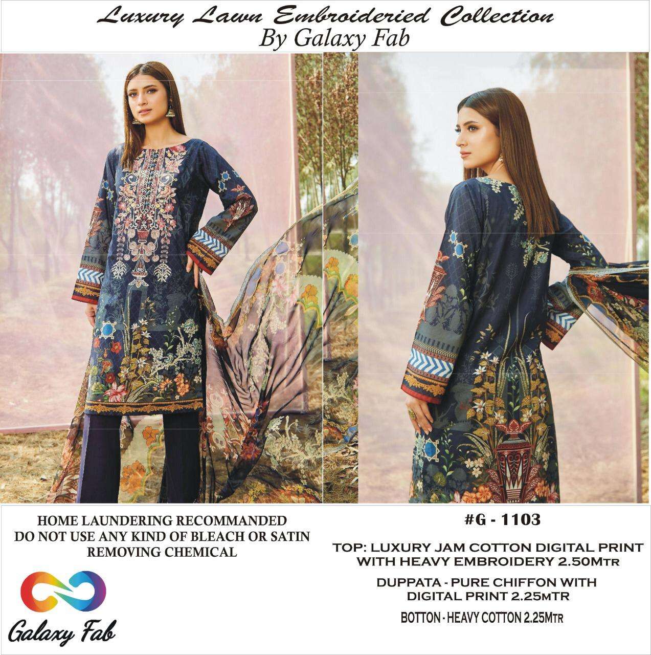 SANA SAFINAZ VOL-1 BY GALAXY FAB 1101 TO 1104 SERIES DESIGNER PAKISTANI SUITS BEAUTIFUL FANCY COLORFUL STYLISH PARTY WEAR & ETHNIC WEAR PURE JAM COTTON EMBROIDERED DRESSES AT WHOLESALE PRICE