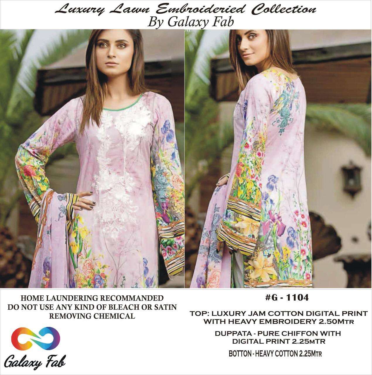 SANA SAFINAZ VOL-1 BY GALAXY FAB 1101 TO 1104 SERIES DESIGNER PAKISTANI SUITS BEAUTIFUL FANCY COLORFUL STYLISH PARTY WEAR & ETHNIC WEAR PURE JAM COTTON EMBROIDERED DRESSES AT WHOLESALE PRICE