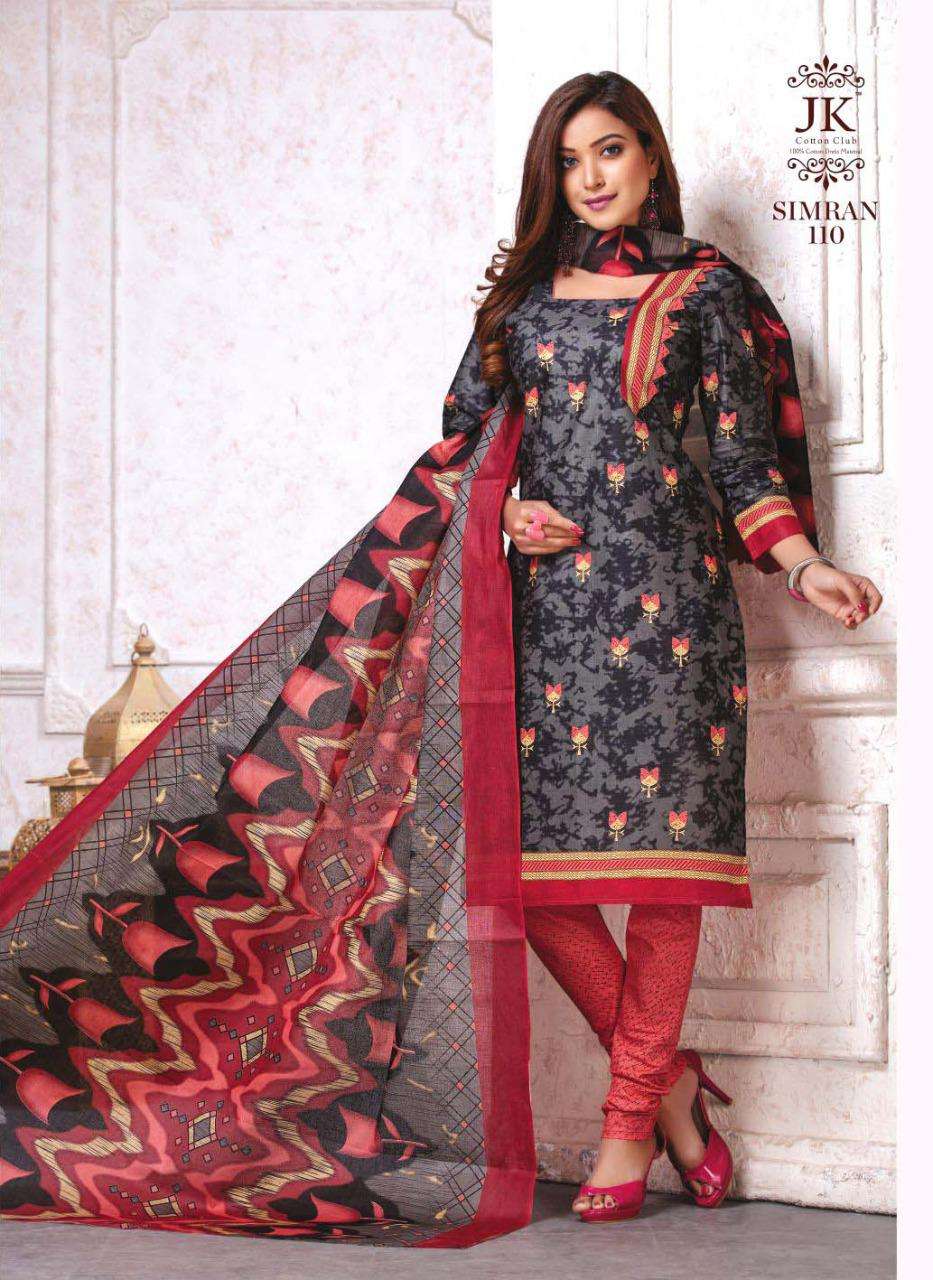 SIMRAN SPECIAL EDITION VOL-1 BY JK COTTON CLUB 101 TO 110 SERIES DESIGNER SUITS BEAUTIFUL FANCY COLORFUL STYLISH PARTY WEAR & ETHNIC WEAR PURE COTTON PRINTED DRESSES AT WHOLESALE PRICE