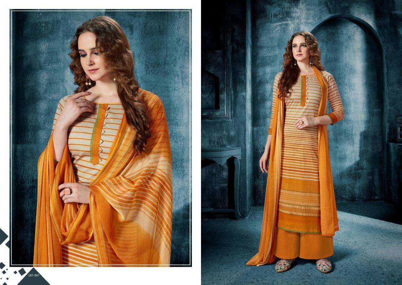 KRIZA BY MAADHAV SYNTHETIC 187-001 TO 187-008 SERIES BEAUTIFUL SUITS STYLISH FANCY COLORFUL PARTY WEAR & ETHNIC WEAR PURE CAMBRIC PRINT DRESSES AT WHOLESALE PRICE