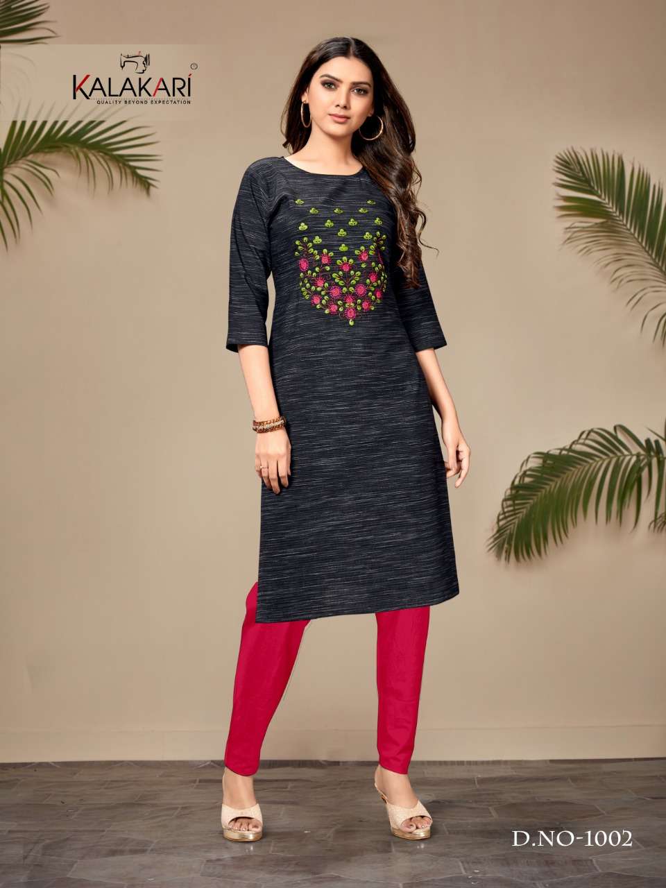 SAANVI VOL-8 BY KALAKARI 1001 TO 1008 SERIES BEAUTIFUL STYLISH FANCY COLORFUL CASUAL WEAR & ETHNIC WEAR & READY TO WEAR TWO TONE COTTON EMBROIDERED KURTIS AT WHOLESALE PRICE