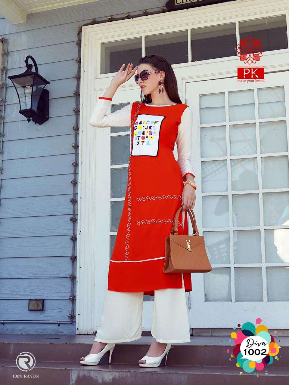 FASHION DIVA VOL-1 BY PK 1001 TO 1007 SERIES BEAUTIFUL COLORFUL STYLISH FANCY CASUAL WEAR & ETHNIC WEAR & READY TO WEAR HEAVY RAYON DIGITAL PRINT KURTIS AT WHOLESALE PRICE