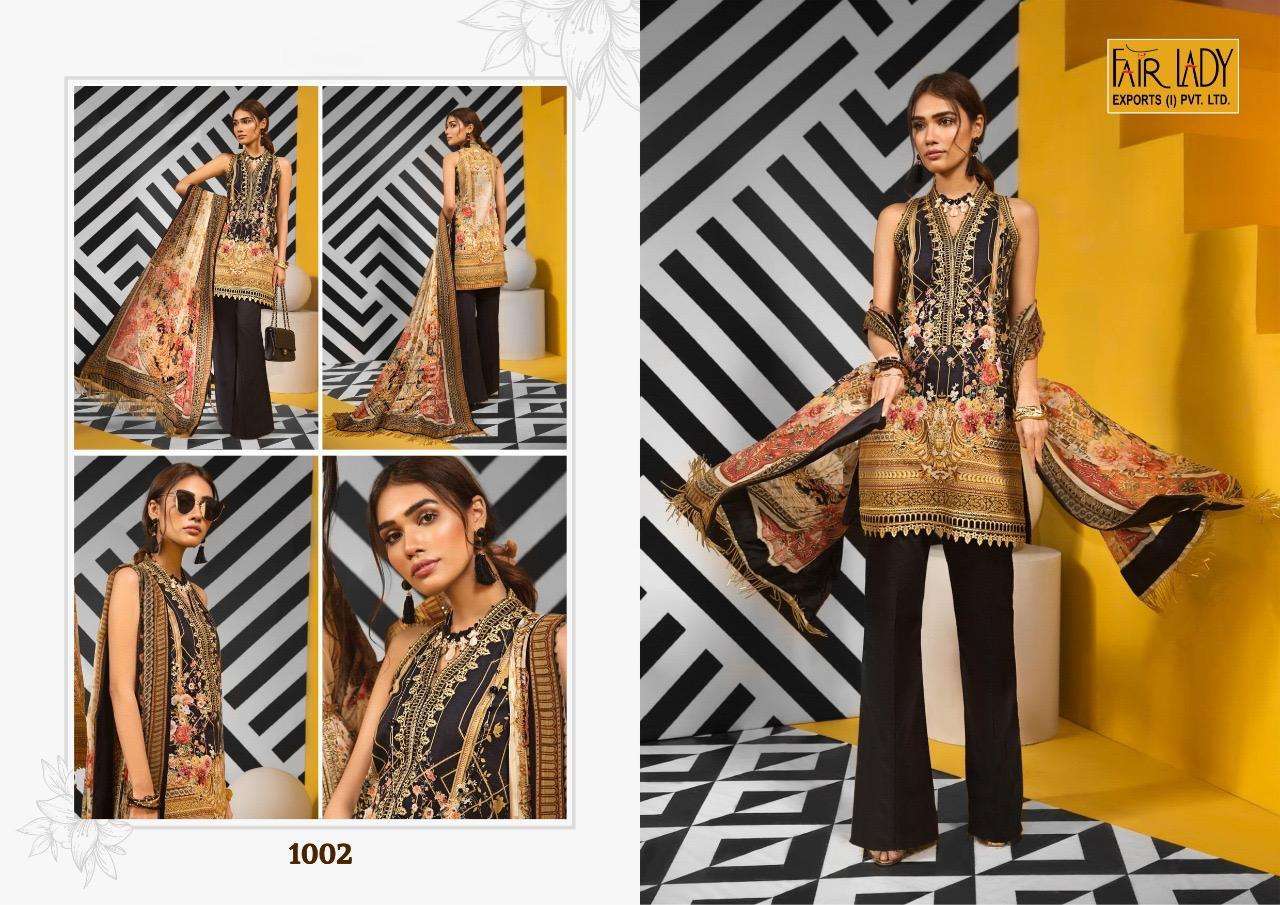 VIVA ANAYA BY FAIR LADY 1001 TO 1004 SERIES DESIGNER SUITS BEAUTIFUL STYLISH FANCY COLORFUL PARTY WEAR & ETHNIC WEAR JAM SATIN PRINTED WITH EMBROIDERY DRESSES AT WHOLESALE PRICE