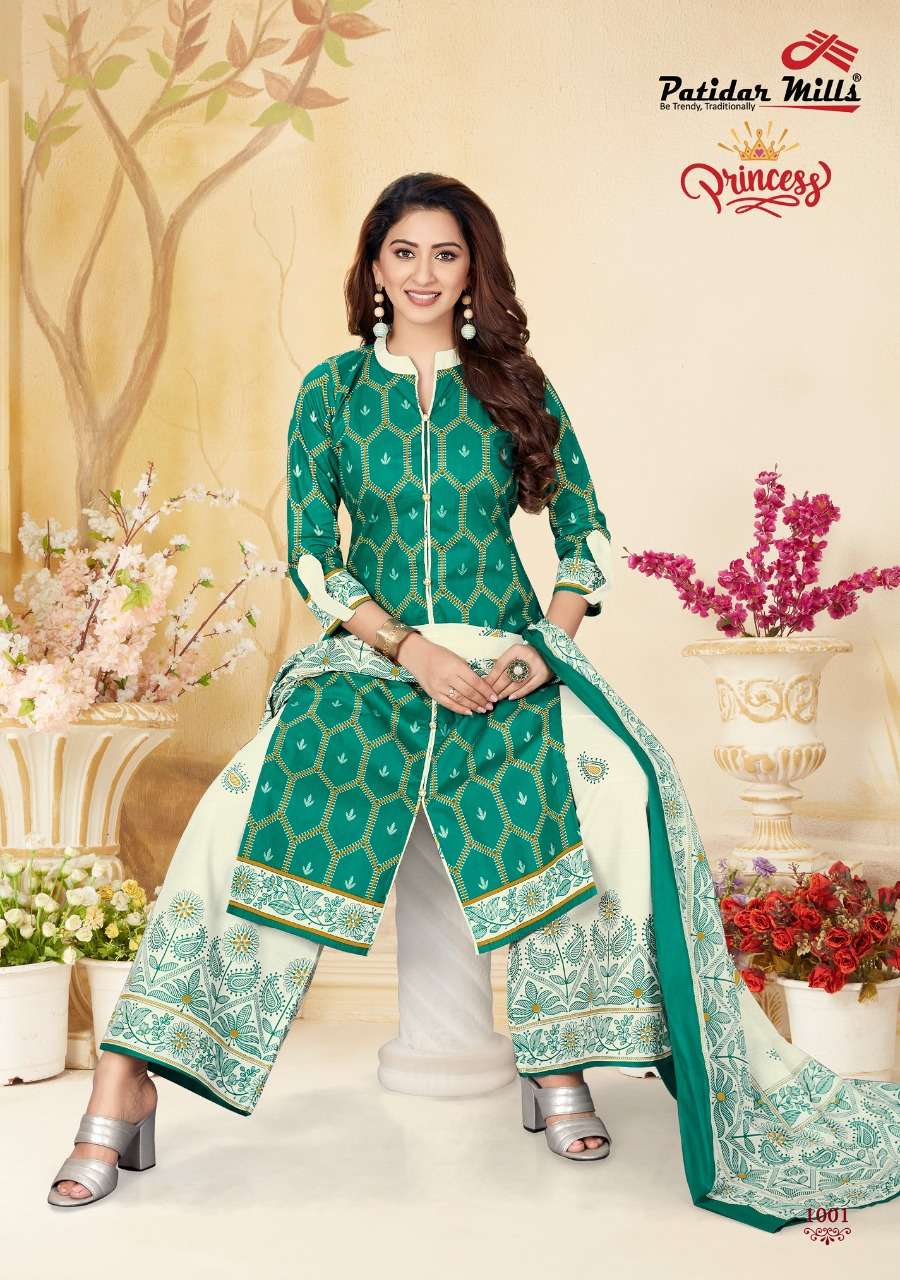 PRINCESS BY PATIDAR MILLS 1001 TO 1012 DESIGNER SUITS BEAUTIFUL STYLISH FANCY COLORFUL PARTY WEAR & ETHNIC WEAR COTTON PRINTED DRESSES AT WHOLESALE PRICE