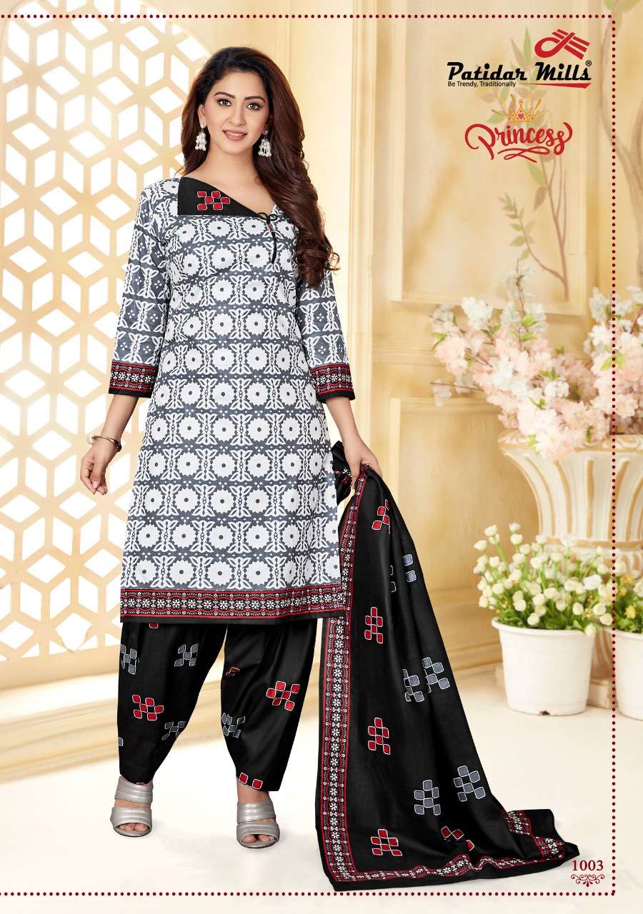 PRINCESS BY PATIDAR MILLS 1001 TO 1012 DESIGNER SUITS BEAUTIFUL STYLISH FANCY COLORFUL PARTY WEAR & ETHNIC WEAR COTTON PRINTED DRESSES AT WHOLESALE PRICE