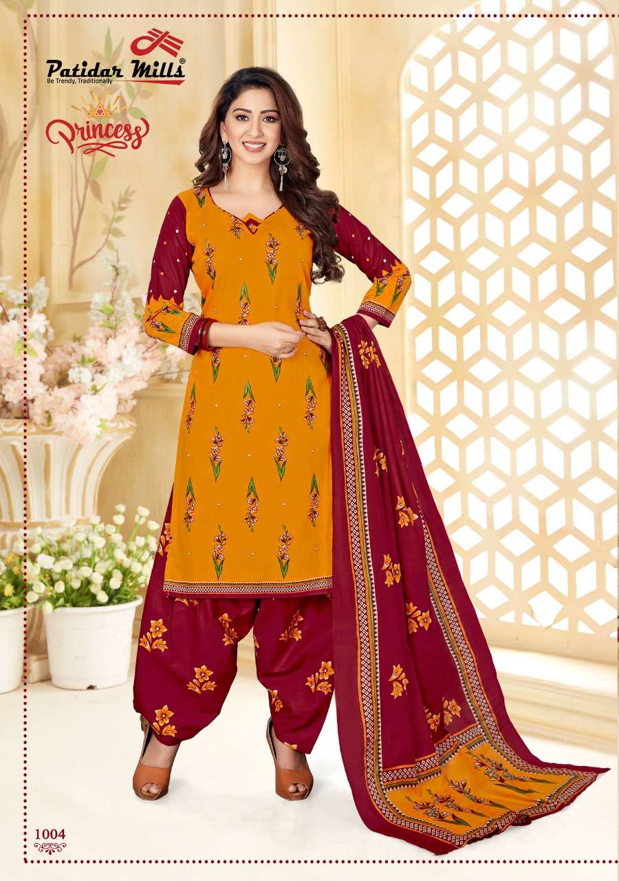 PRINCESS BY PATIDAR MILLS 1001 TO 1012 DESIGNER SUITS BEAUTIFUL STYLISH FANCY COLORFUL PARTY WEAR & ETHNIC WEAR COTTON PRINTED DRESSES AT WHOLESALE PRICE