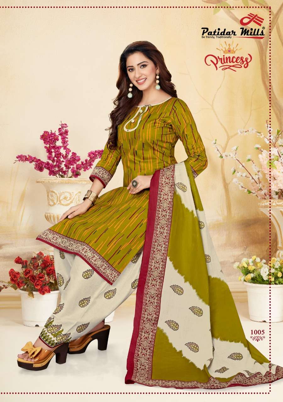 PRINCESS BY PATIDAR MILLS 1001 TO 1012 DESIGNER SUITS BEAUTIFUL STYLISH FANCY COLORFUL PARTY WEAR & ETHNIC WEAR COTTON PRINTED DRESSES AT WHOLESALE PRICE