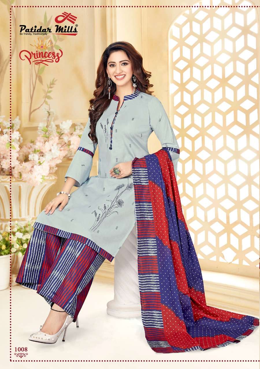 PRINCESS BY PATIDAR MILLS 1001 TO 1012 DESIGNER SUITS BEAUTIFUL STYLISH FANCY COLORFUL PARTY WEAR & ETHNIC WEAR COTTON PRINTED DRESSES AT WHOLESALE PRICE
