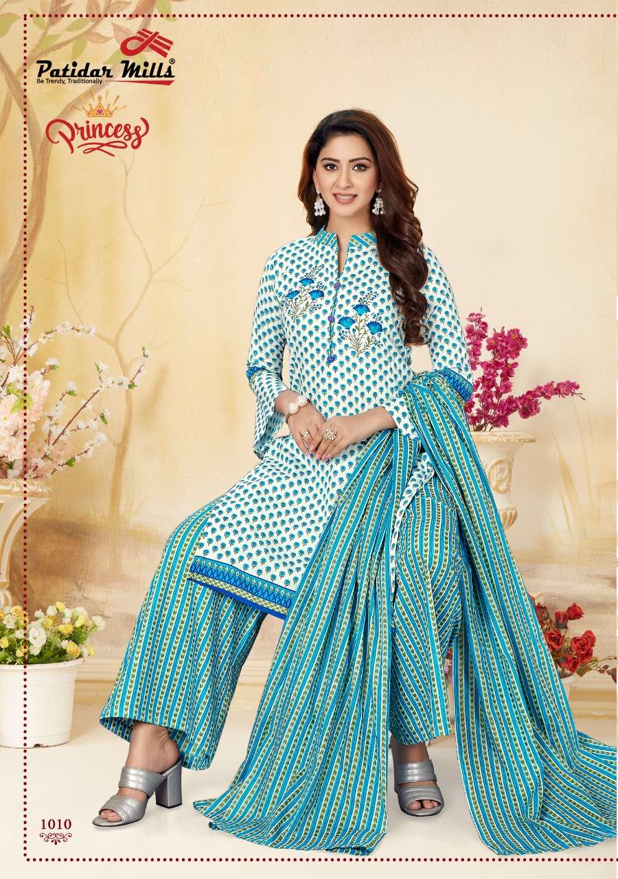 PRINCESS BY PATIDAR MILLS 1001 TO 1012 DESIGNER SUITS BEAUTIFUL STYLISH FANCY COLORFUL PARTY WEAR & ETHNIC WEAR COTTON PRINTED DRESSES AT WHOLESALE PRICE