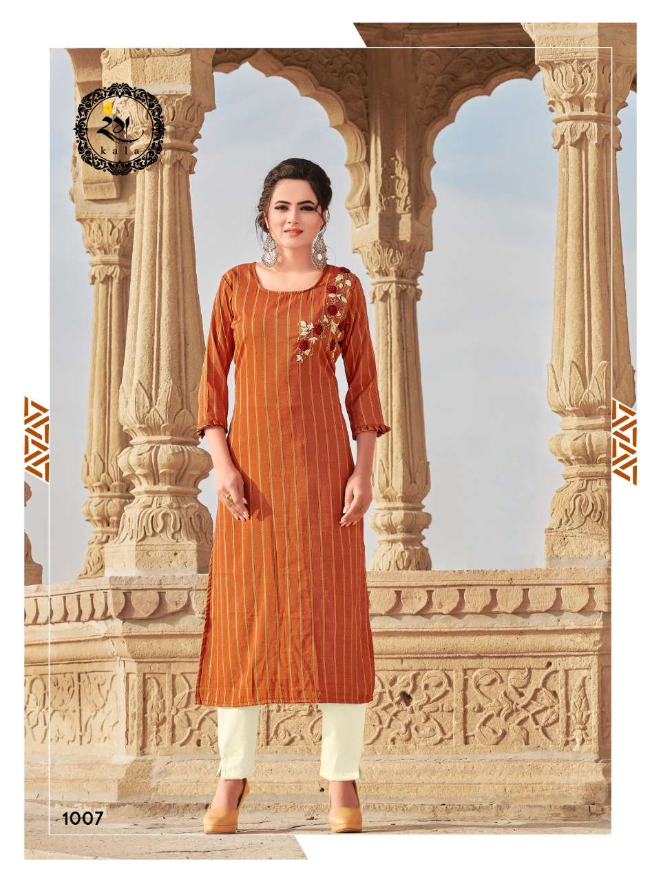 ZOOMREE BY RANG KALA 1001 TO 1007 SERIES DESIGNER BEAUTIFUL STYLISH FANCY COLORFUL PARTY WEAR & ETHNIC WEAR & READY TO WEAR RAYON WEAVING LINING KURTIS AT WHOLESALE PRICE
