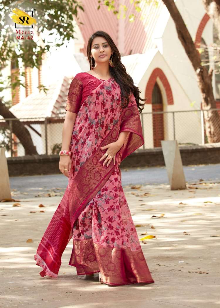 MEERA SILK BY RAJYOG INDIAN TRADITIONAL WEAR COLLECTION BEAUTIFUL STYLISH FANCY COLORFUL PARTY WEAR & OCCASIONAL WEAR HANDLOOM WEAVING PRINTED LINEN SAREES AT WHOLESALE PRICE