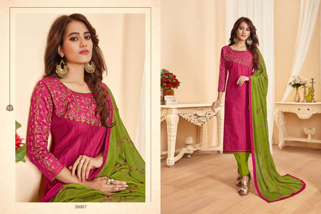 NIRALI VOL-7 BY RAGHAV ROYALS 36001 TO 36012 SERIES BEAUTIFUL SUITS STYLISH FANCY COLORFUL PARTY WEAR & ETHNIC WEAR SOUTH COTTON SLUB EMBROIDERED DRESSES AT WHOLESALE PRICE