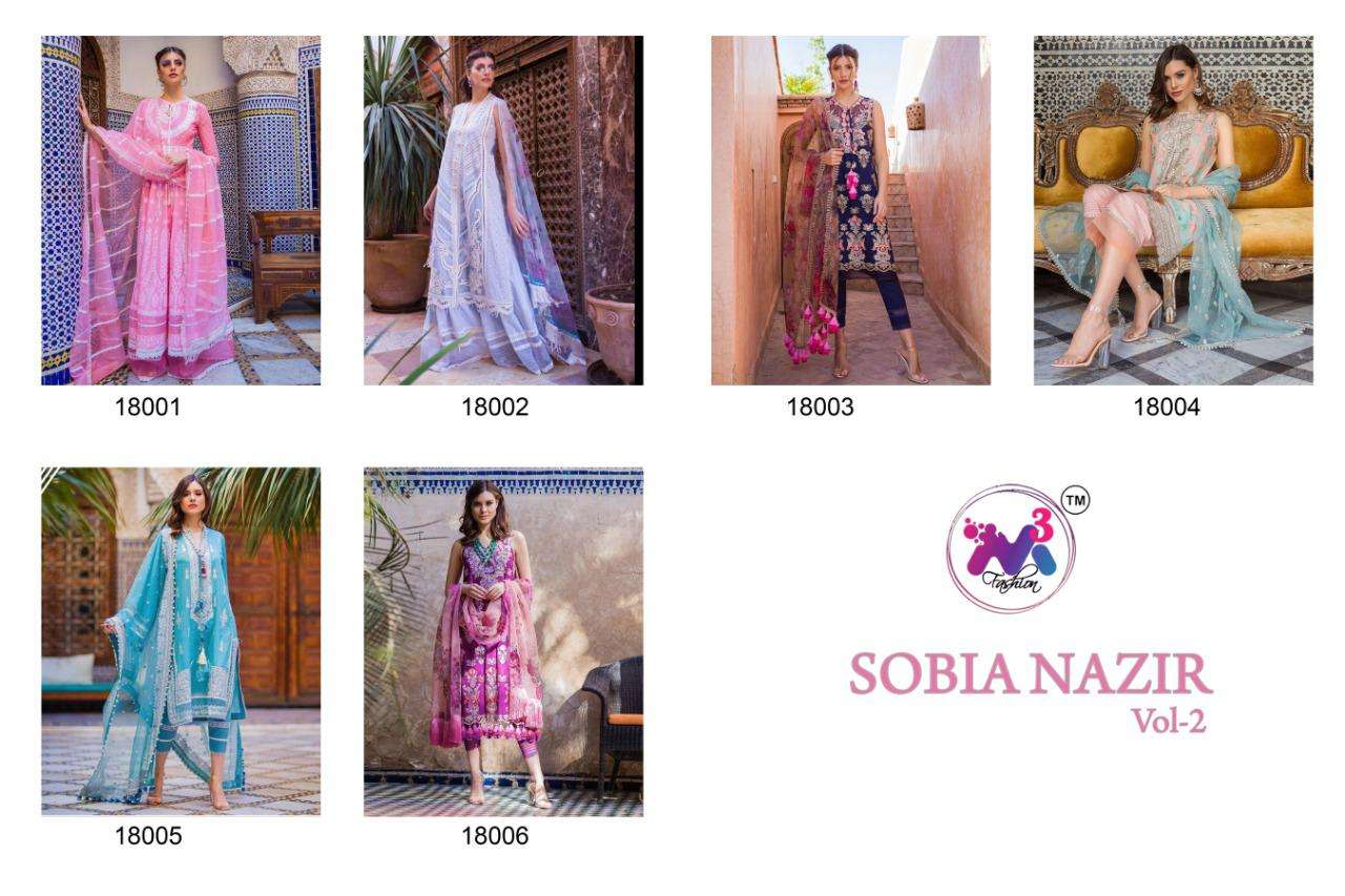 SOBIA NAZIR VOL-2 BY M3 FASHION 18001 TO 18006 SERIES DESIGNER PAKISTANI SUITS BEAUTIFUL FANCY STYLISH COLORFUL PARTY WEAR & OCCASIONAL WEAR PURE JAM SATIN WITH EMBROIDERY DRESSES AT WHOLESALE PRICE