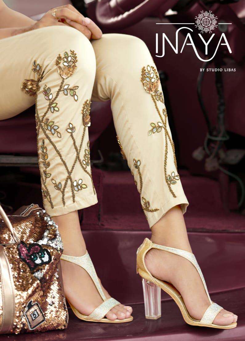 CIGARETTE PANTS VOL-17 BY INAYA 1701 TO 1703 SERIES INDIAN TRADITIONAL WEAR COLLECTION BEAUTIFUL STYLISH FANCY COLORFUL PARTY WEAR & OCCASIONAL WEAR PURE COTTON WITH STRETCH COMFORTABLY AT WHOLESALE PRICE