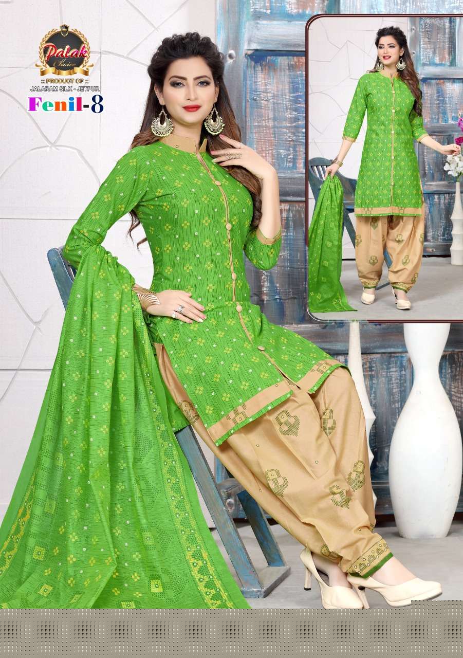 FENIL VOL-8 BY PALAK CHOICE 8001 TO 8012 SERIES BEAUTIFUL SUITS STYLISH FANCY COLORFUL PARTY WEAR & OCCASIONAL WEAR COTTON PRINTED DRESSES AT WHOLESALE PRICE