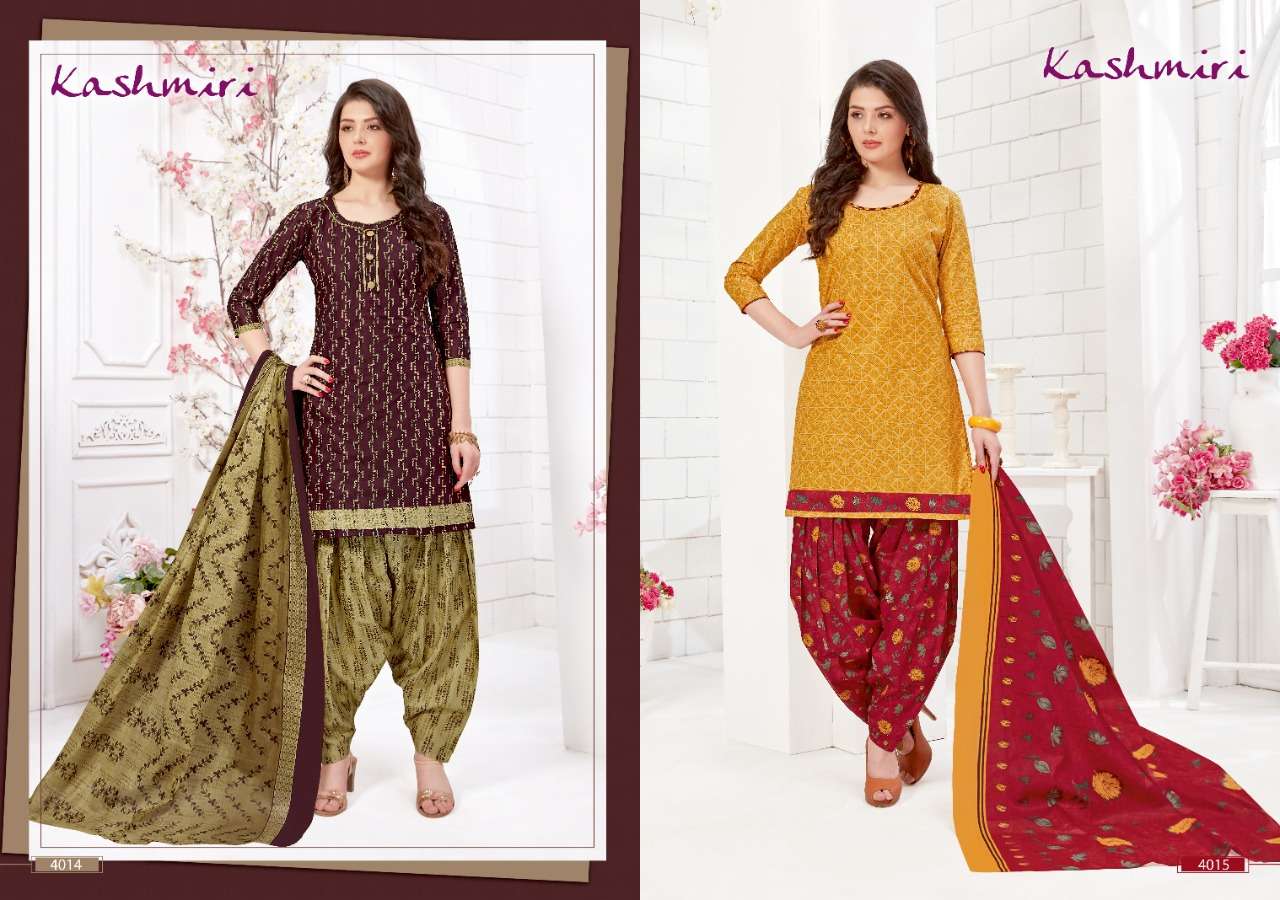 KASHMIRI VOL-4 BY GANESHA 4005 TO 4016 SERIES BEAUTIFUL STYLISH PATIALA SUITS FANCY COLORFUL CASUAL WEAR & ETHNIC WEAR & READY TO WEAR COTTON PRINTED DRESSES AT WHOLESALE PRICE