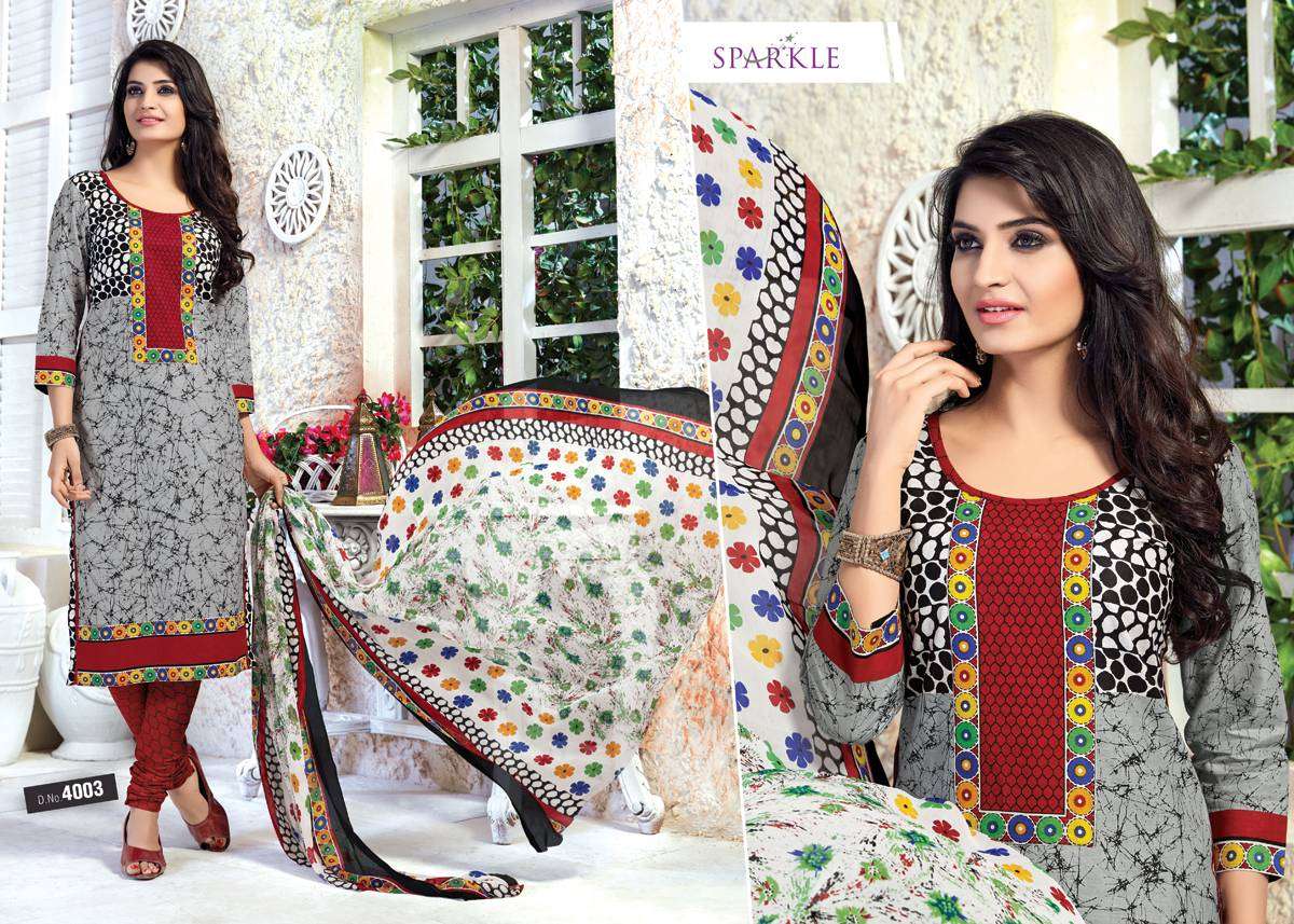 SPARKLE VOL-4 BY PATIDAR MILLS 4001 TO 4010 SERIES BEAUTIFUL STYLISH PATIALA SUITS FANCY COLORFUL CASUAL WEAR & ETHNIC WEAR & READY TO WEAR COTTON PRINTED DRESSES AT WHOLESALE PRICE